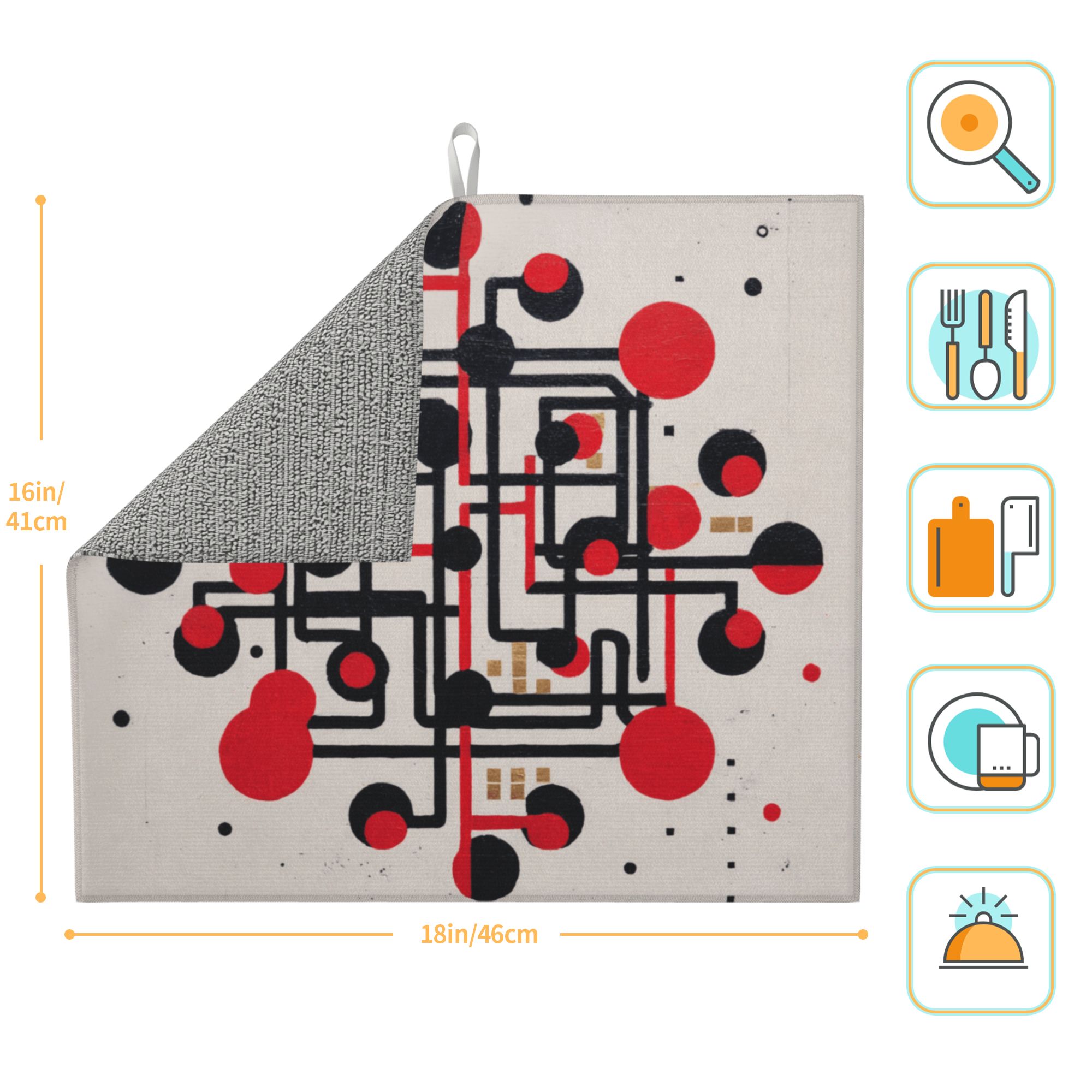 Geometric Art Kitchen Countertop Absorbent Pads (2 - Pack) - Super Absorbent & Quick - Drying, Foldable & Easy to Store