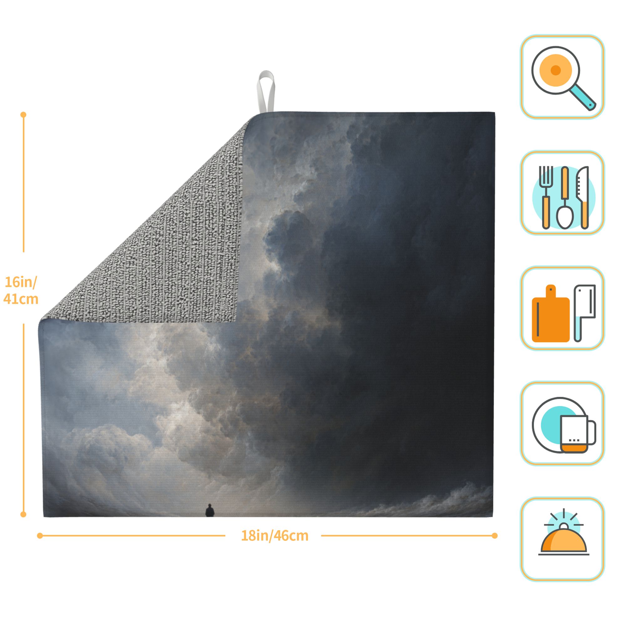 Kitchen Countertop Absorbent Pads with Artistic Cloud Pattern (2 - Pack) - Super Absorbent, Quick - Drying, Foldable and Easy to Store