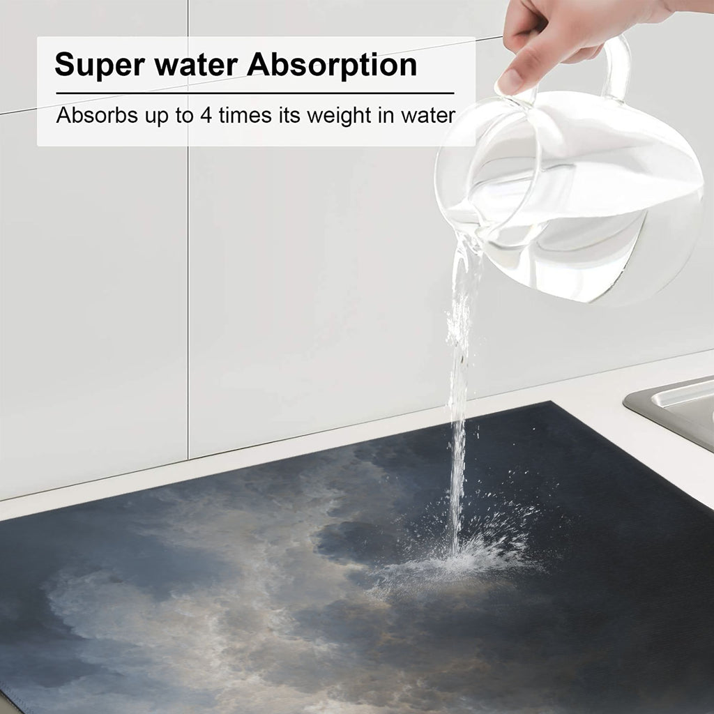 Kitchen Countertop Absorbent Pads with Artistic Cloud Pattern (2 - Pack) - Super Absorbent, Quick - Drying, Foldable and Easy to Store
