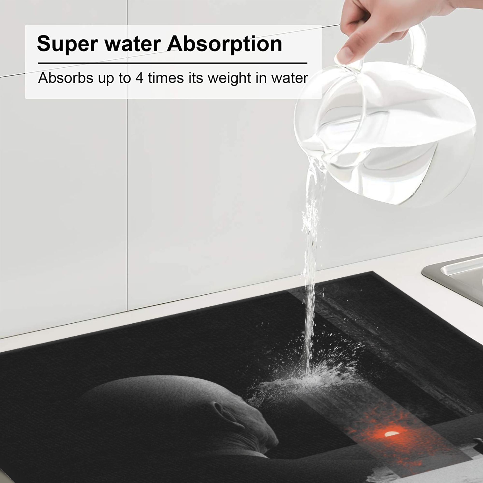 Kitchen Countertop Absorbent Pads with Artistic Silhouette Pattern (2 - Pack) - Super Absorbent, Quick - Drying and Easy to Store