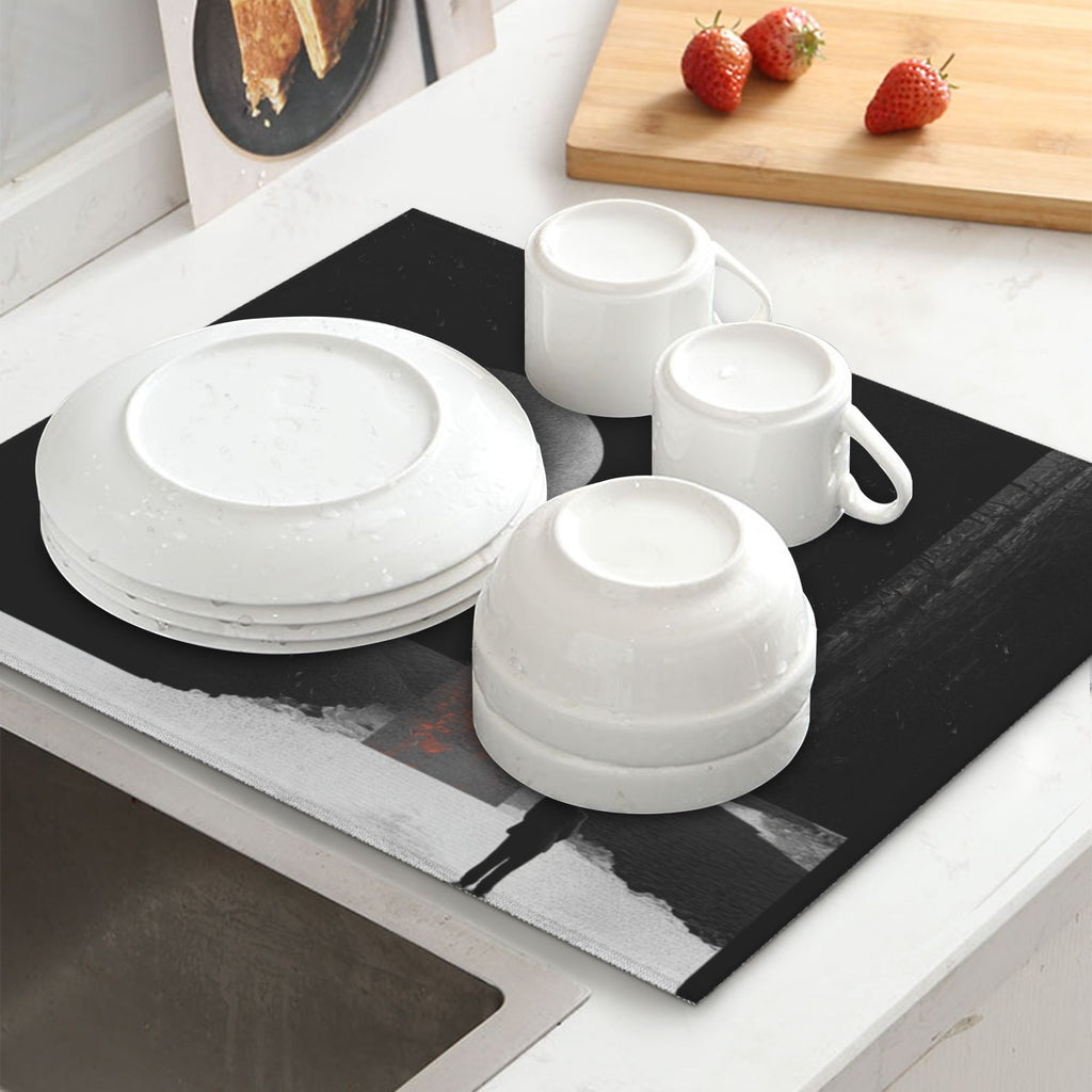 Kitchen Countertop Absorbent Pads with Artistic Silhouette Pattern (2 - Pack) - Super Absorbent, Quick - Drying and Easy to Store