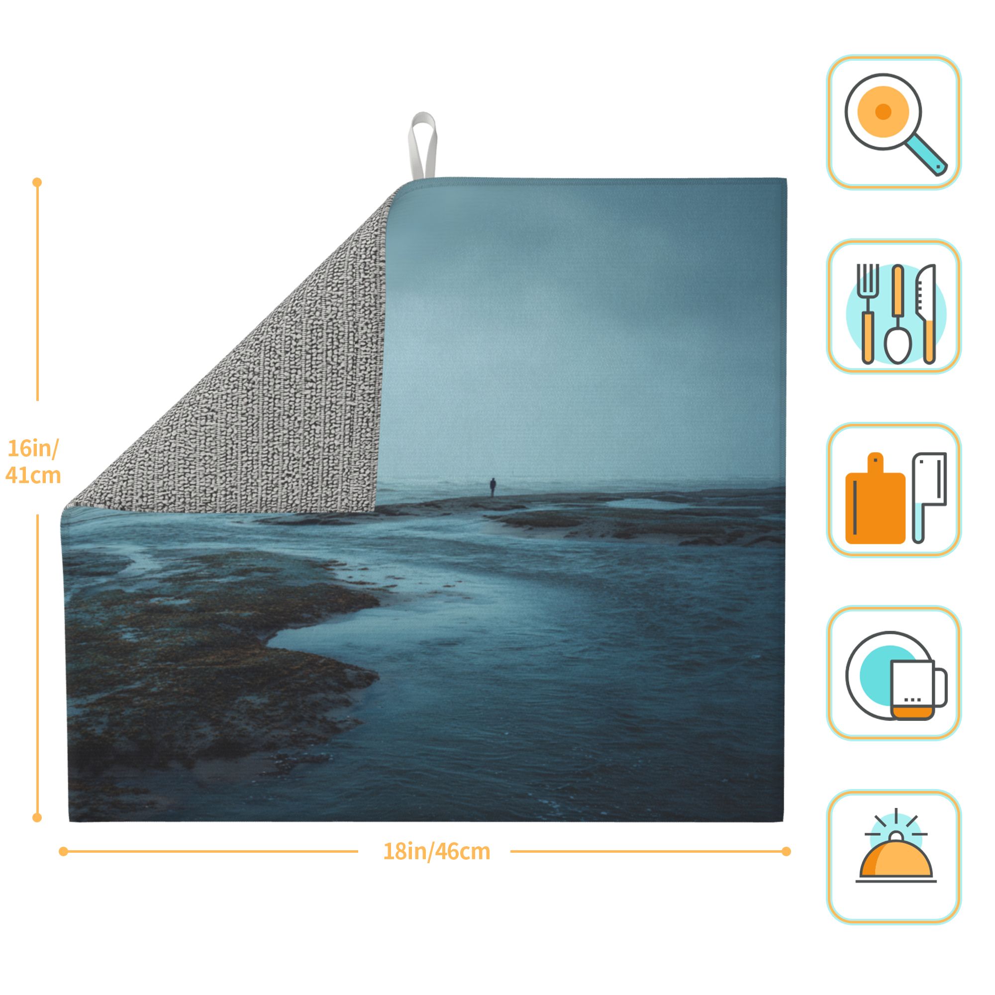 Kitchen Countertop Absorbent Pads with Ocean Scenery (2 - Pack) - Super Absorbent, Quick - Drying and Easy to Store