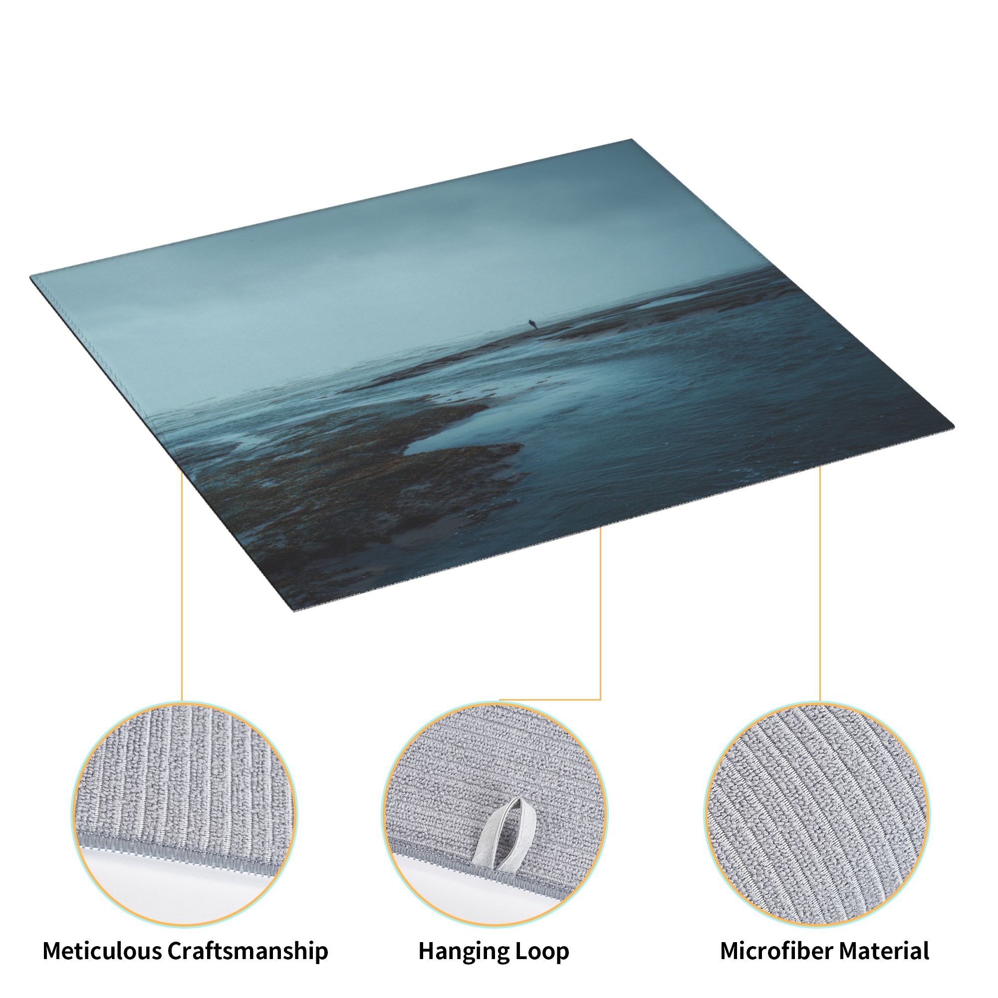 Kitchen Countertop Absorbent Pads with Ocean Scenery (2 - Pack) - Super Absorbent, Quick - Drying and Easy to Store