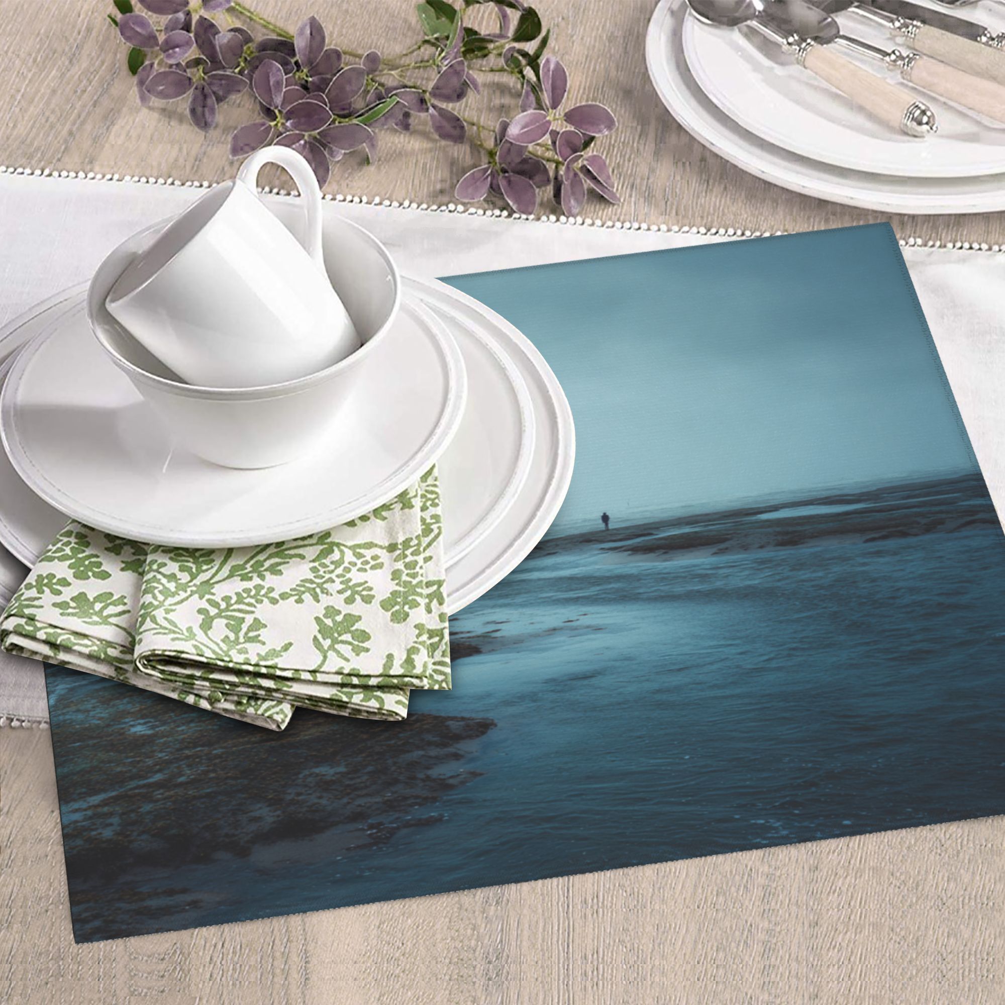 Kitchen Countertop Absorbent Pads with Ocean Scenery (2 - Pack) - Super Absorbent, Quick - Drying and Easy to Store