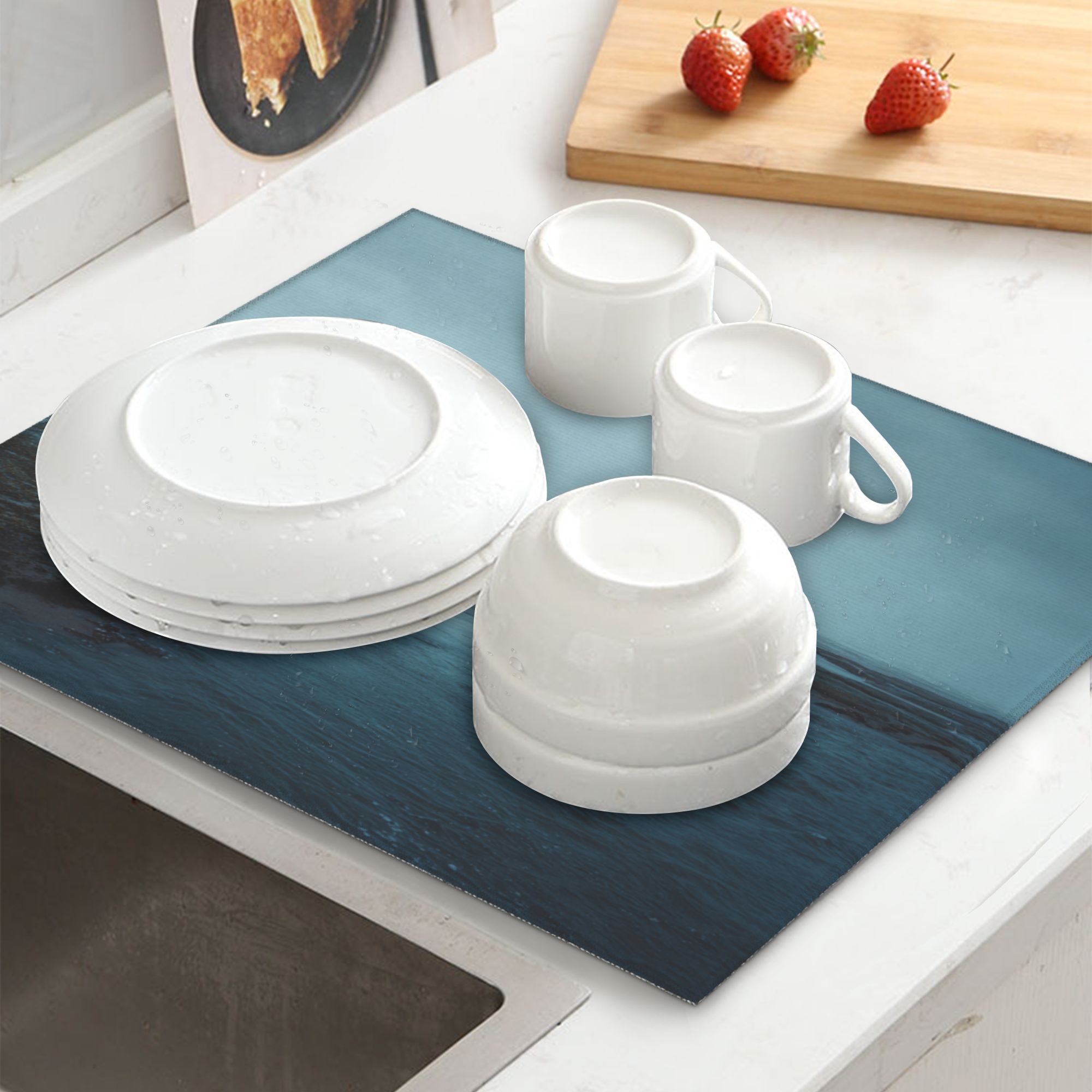 Kitchen Countertop Absorbent Pads with Ocean Scenery (2 - Pack) - Super Absorbent, Quick - Drying and Easy to Store