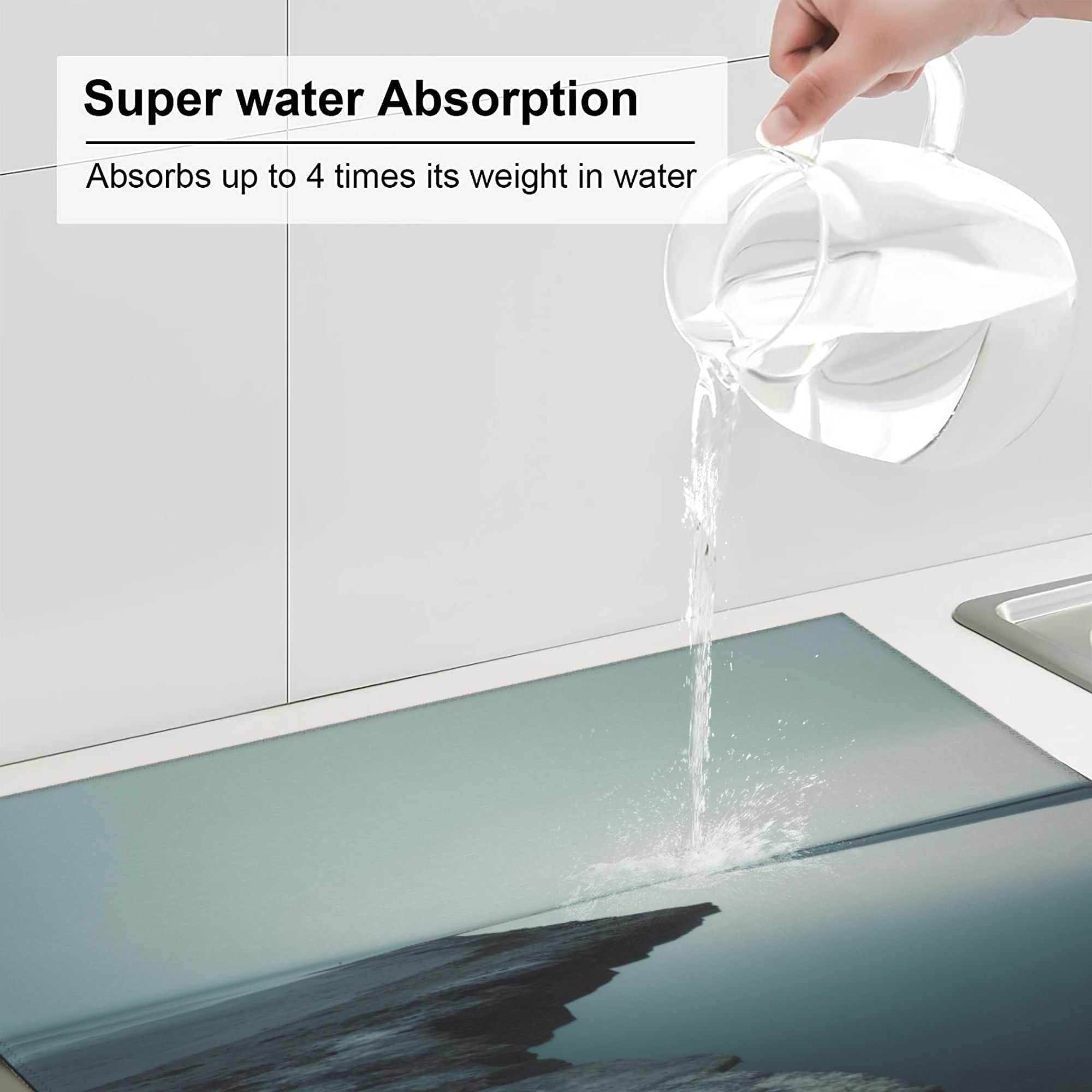 Kitchen Countertop Absorbent Pads with Serene Waterfront Scenery (2 - Pack) - Super Absorbent, Quick - Drying and Easy to Store