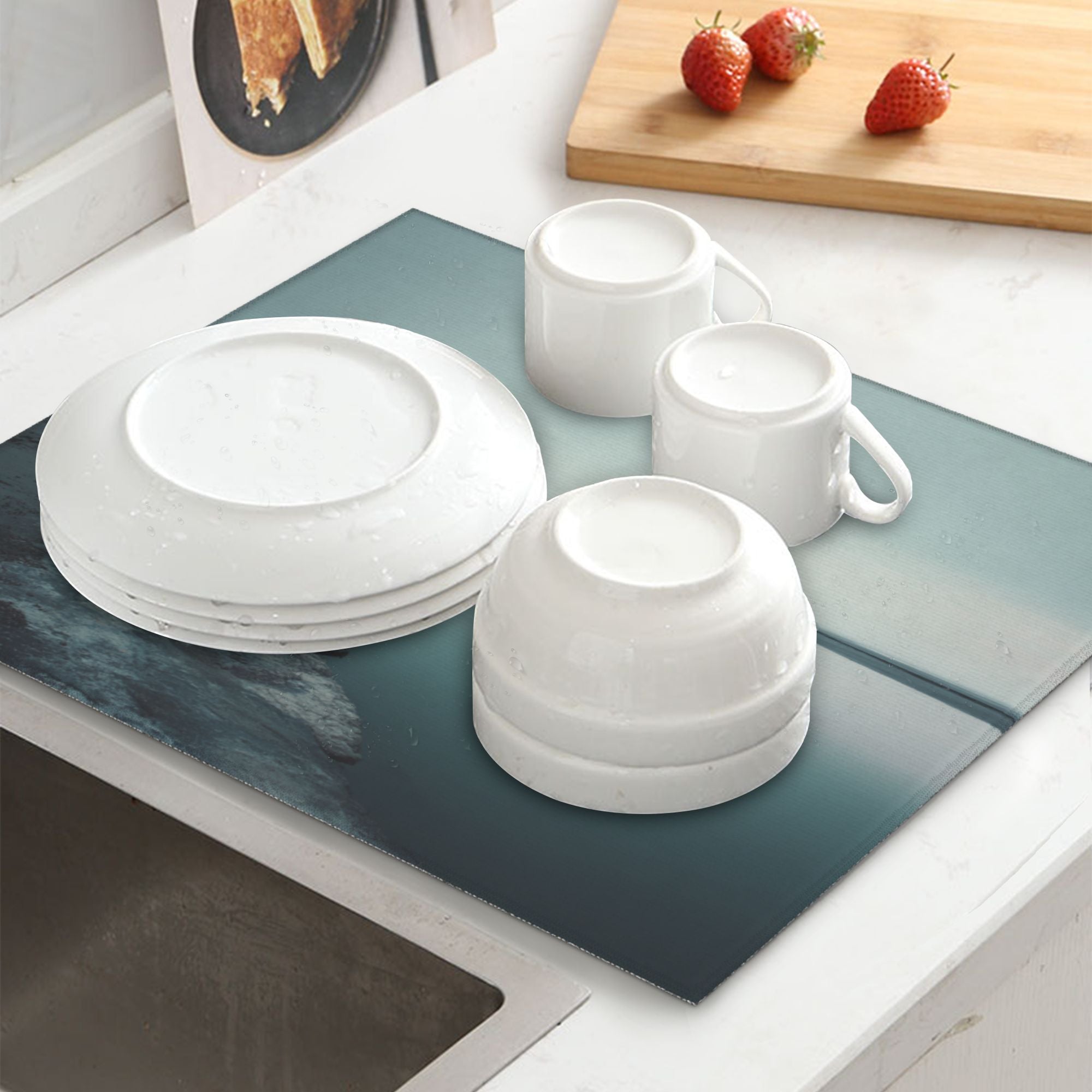 Kitchen Countertop Absorbent Pads with Serene Waterfront Scenery (2 - Pack) - Super Absorbent, Quick - Drying and Easy to Store