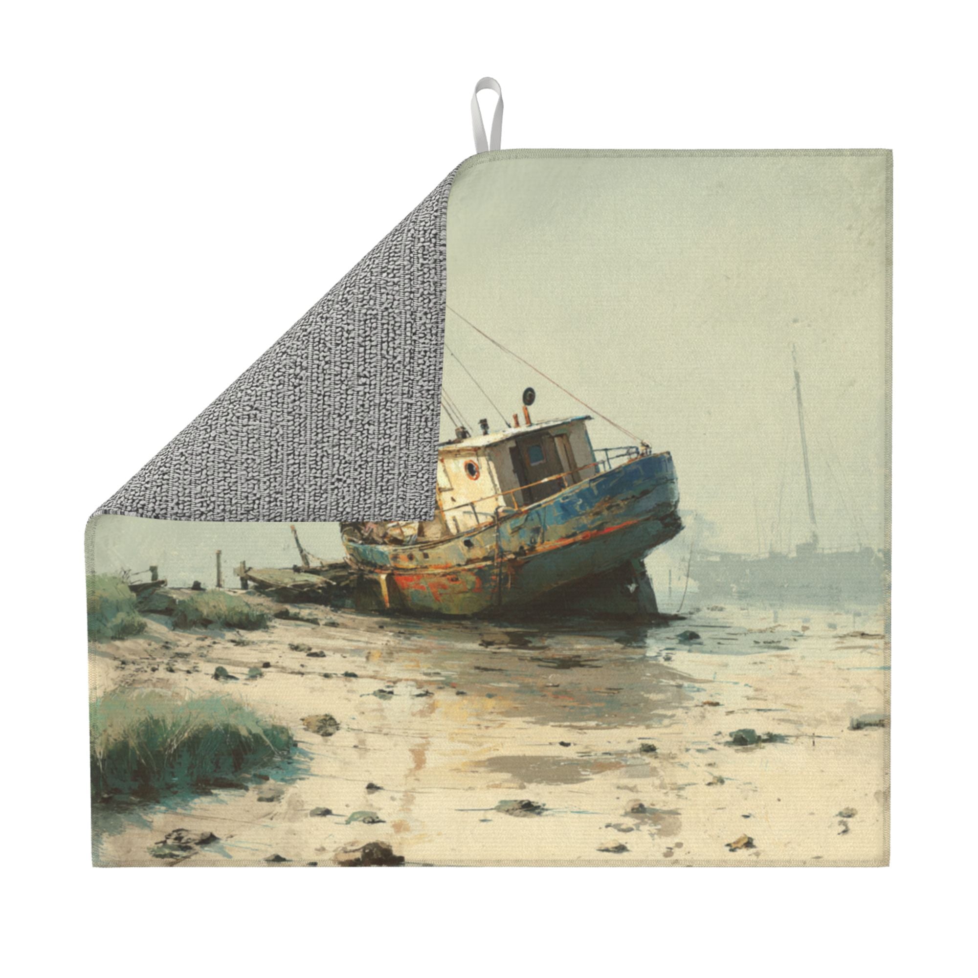 Kitchen Countertop Absorbent Pads with Vintage Fishing Boat Art (2 - Pack) - Super Absorbent, Quick - Drying and Easy to Store