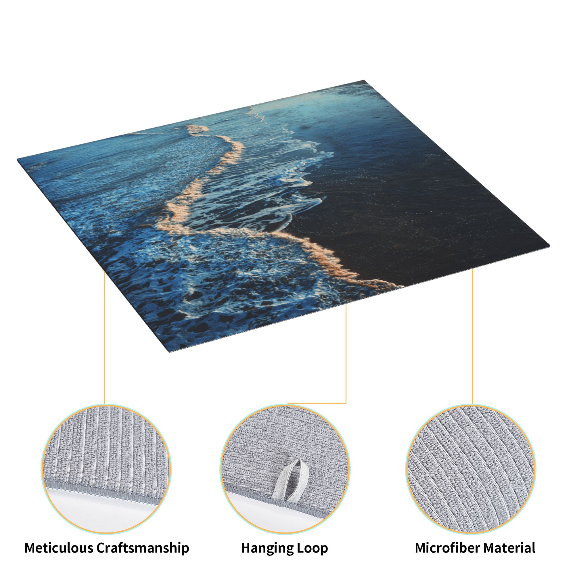 Kitchen Countertop Absorbent Pads with Ocean Waves Pattern (2 - Pack) - Super Absorbent, Quick - Drying and Easy to Store
