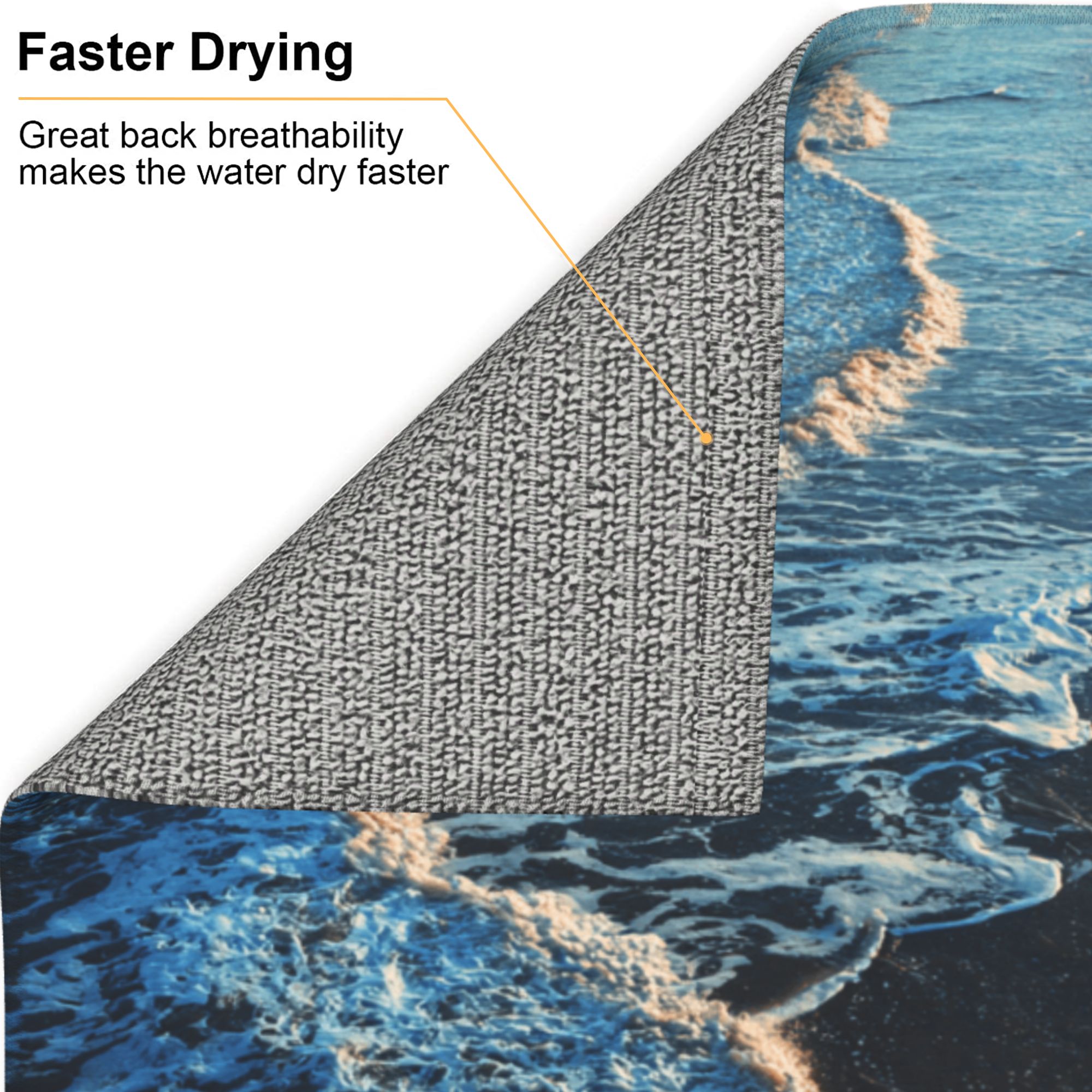 Kitchen Countertop Absorbent Pads with Ocean Waves Pattern (2 - Pack) - Super Absorbent, Quick - Drying and Easy to Store