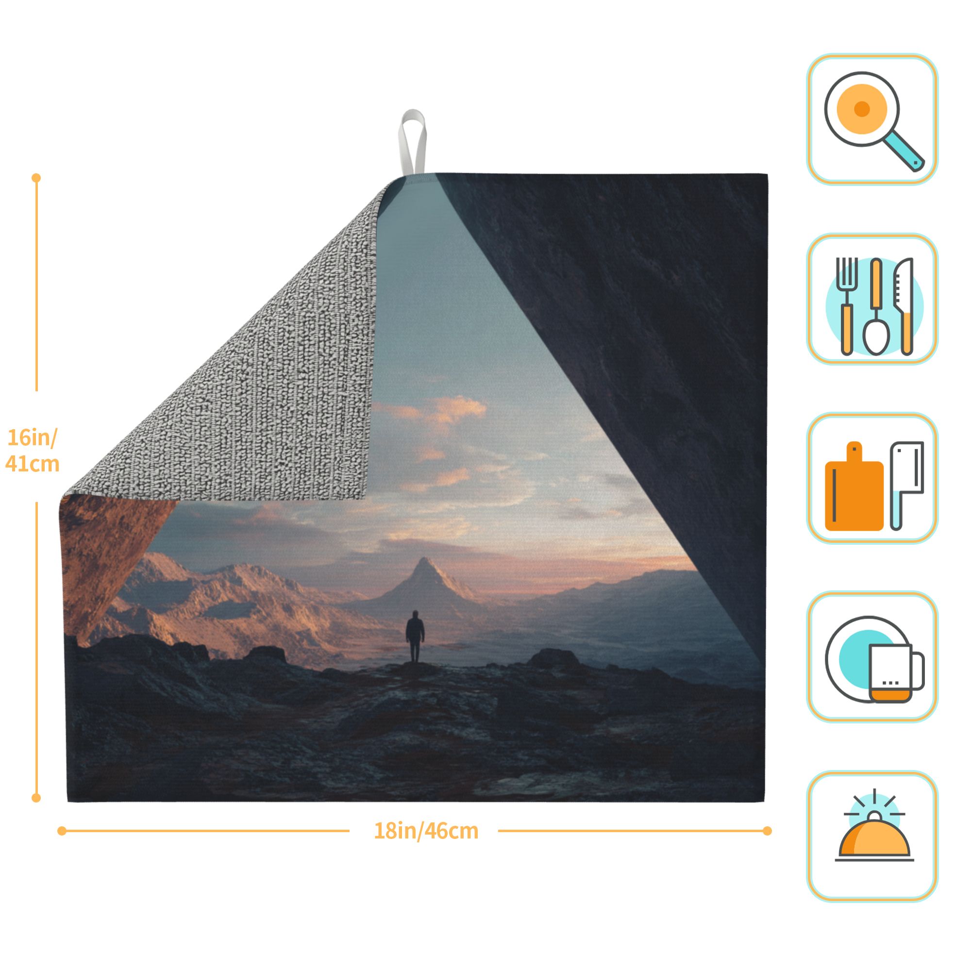 Kitchen Countertop Absorbent Pads with Wilderness Mountain - View Pattern (2 - Pack) - Super Absorbent, Quick - Drying and Easy to Store
