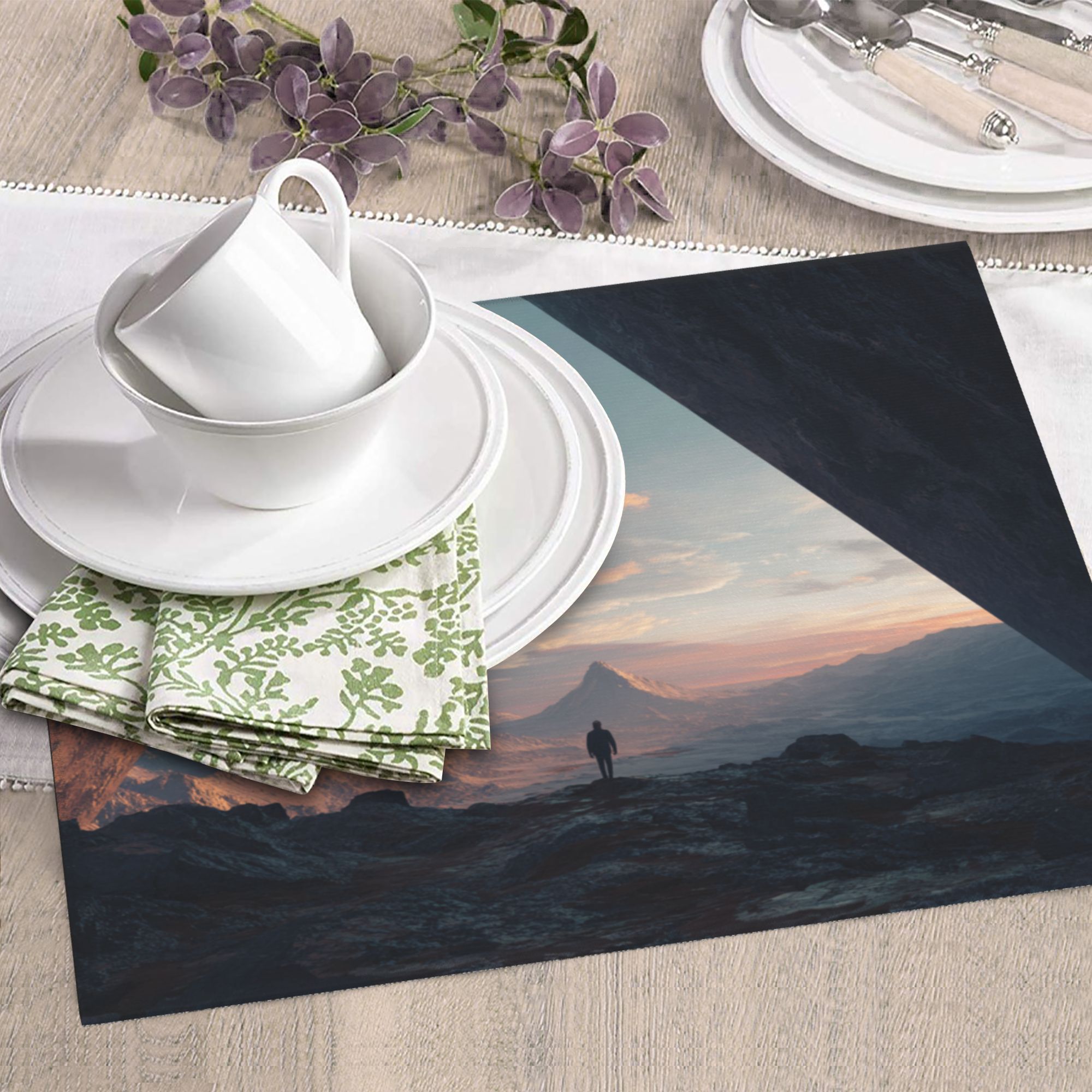 Kitchen Countertop Absorbent Pads with Wilderness Mountain - View Pattern (2 - Pack) - Super Absorbent, Quick - Drying and Easy to Store