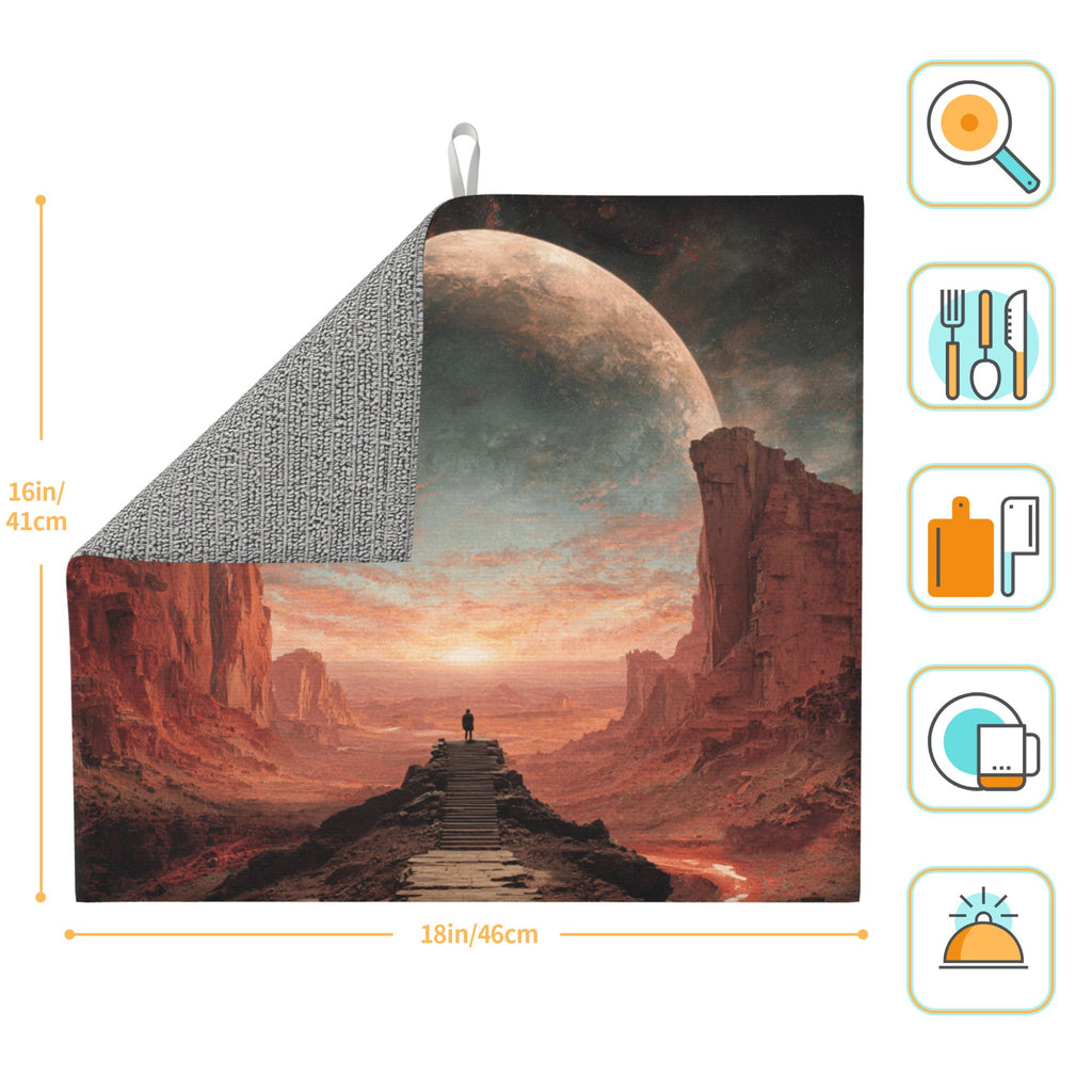 2 - Pack Kitchen Countertop Absorbent Pads with Interstellar Wilderness Art - Super Absorbent, Quick - Drying, Foldable for Easy Storage