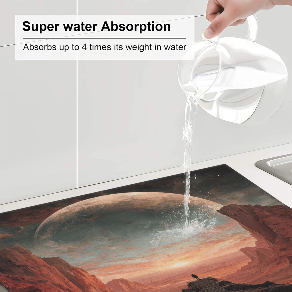 2 - Pack Kitchen Countertop Absorbent Pads with Interstellar Wilderness Art - Super Absorbent, Quick - Drying, Foldable for Easy Storage