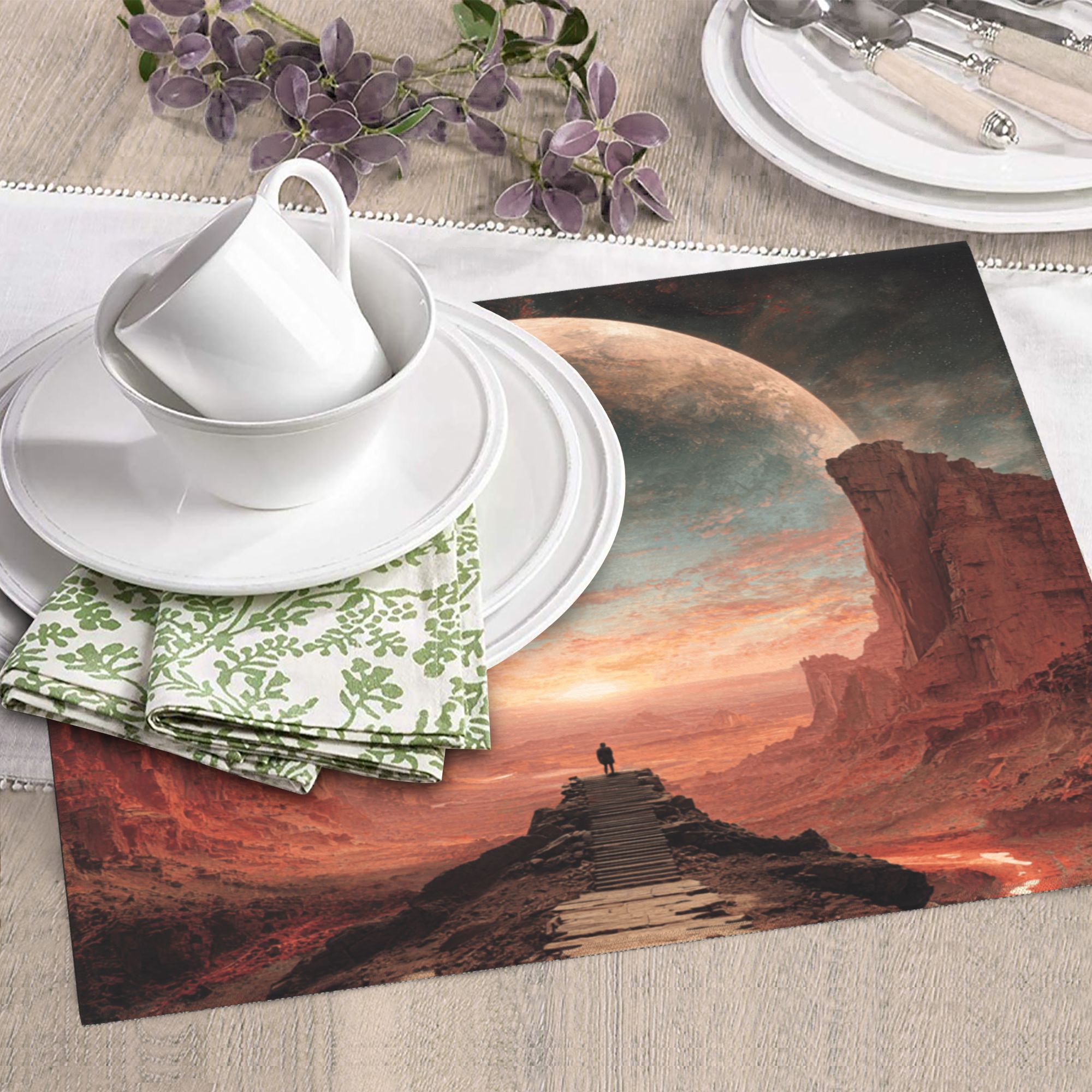 2 - Pack Kitchen Countertop Absorbent Pads with Interstellar Wilderness Art - Super Absorbent, Quick - Drying, Foldable for Easy Storage