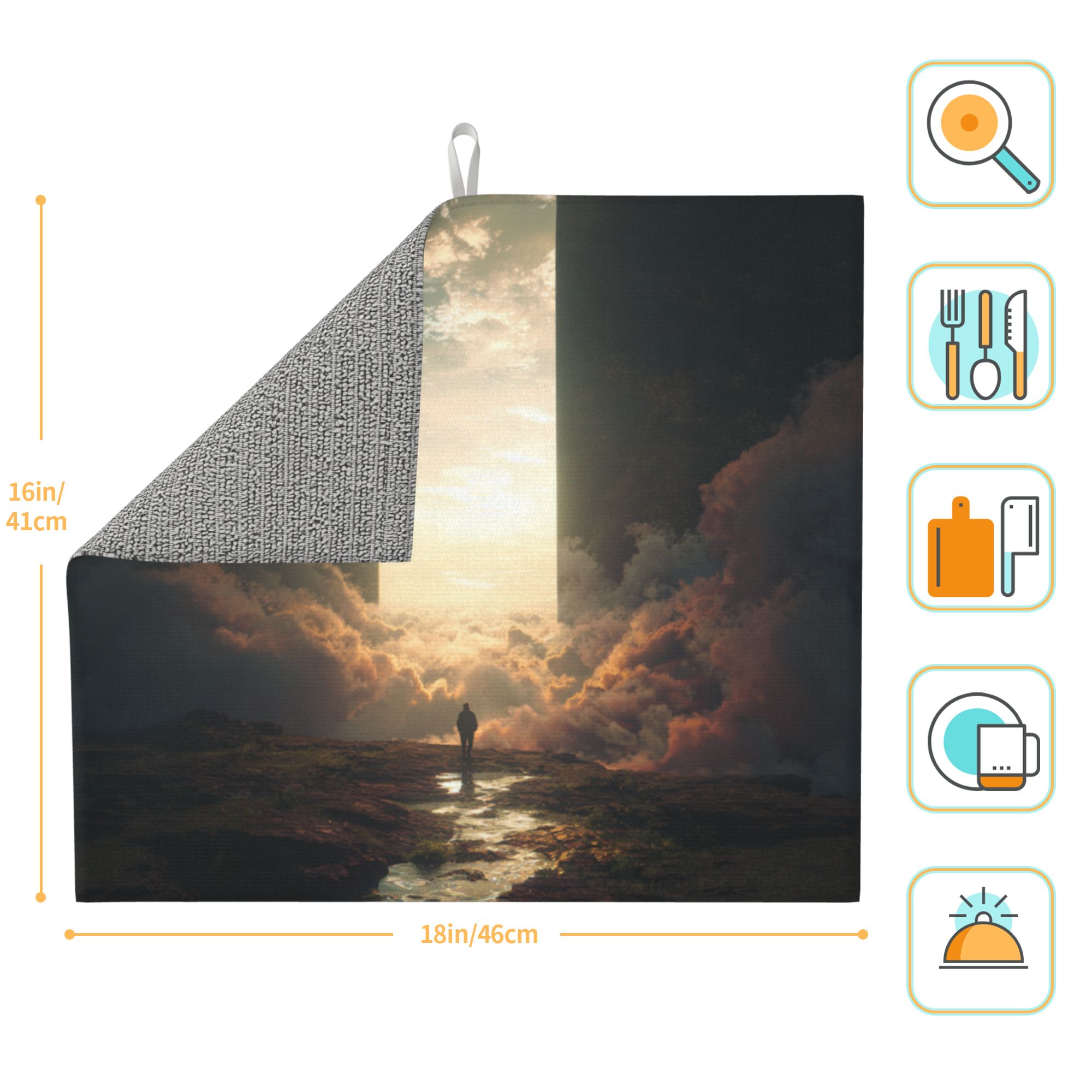 2 - Pack Kitchen Countertop Absorbent Pads with Dreamy Sky Art - Super Absorbent, Quick - Drying, Foldable for Easy Storage