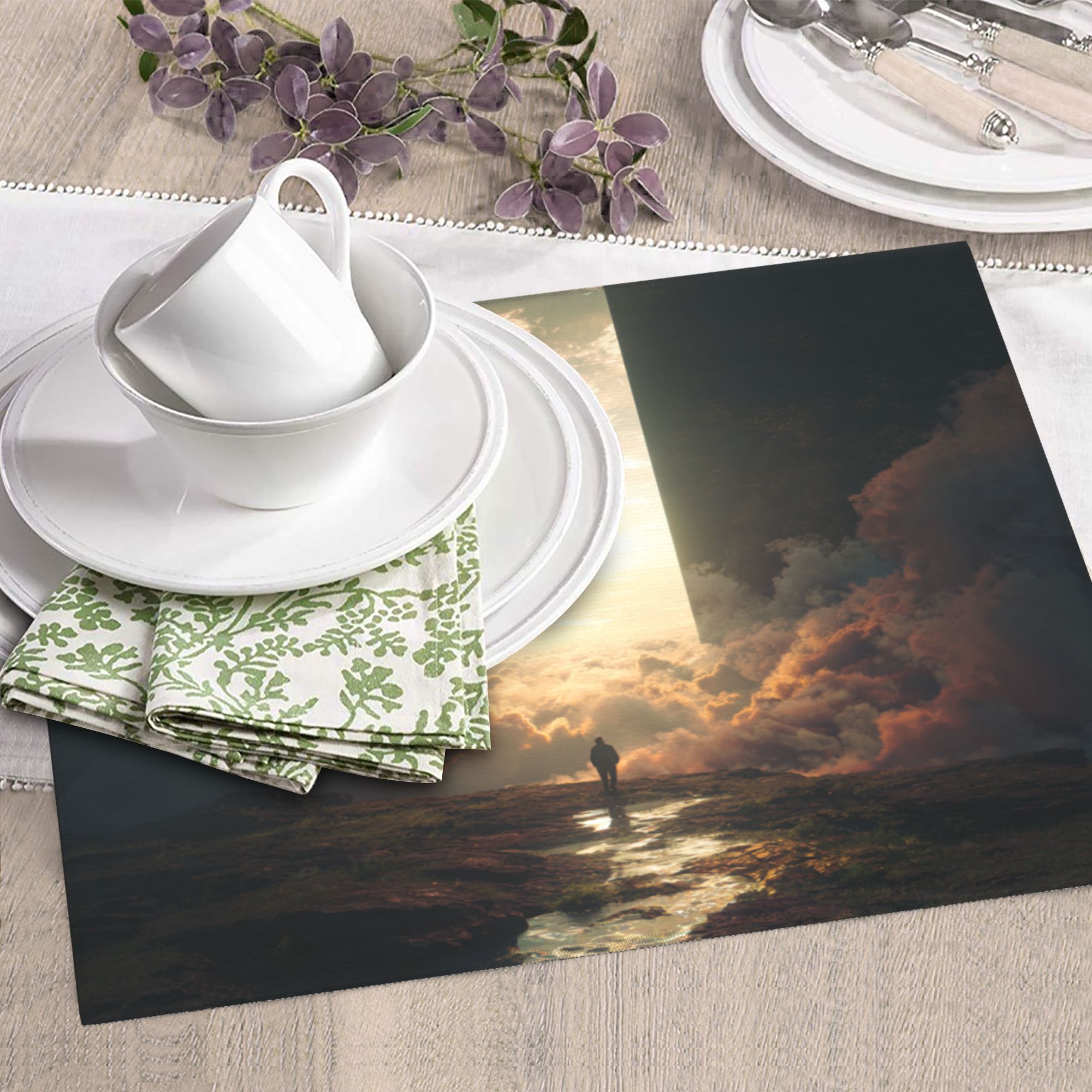 2 - Pack Kitchen Countertop Absorbent Pads with Dreamy Sky Art - Super Absorbent, Quick - Drying, Foldable for Easy Storage