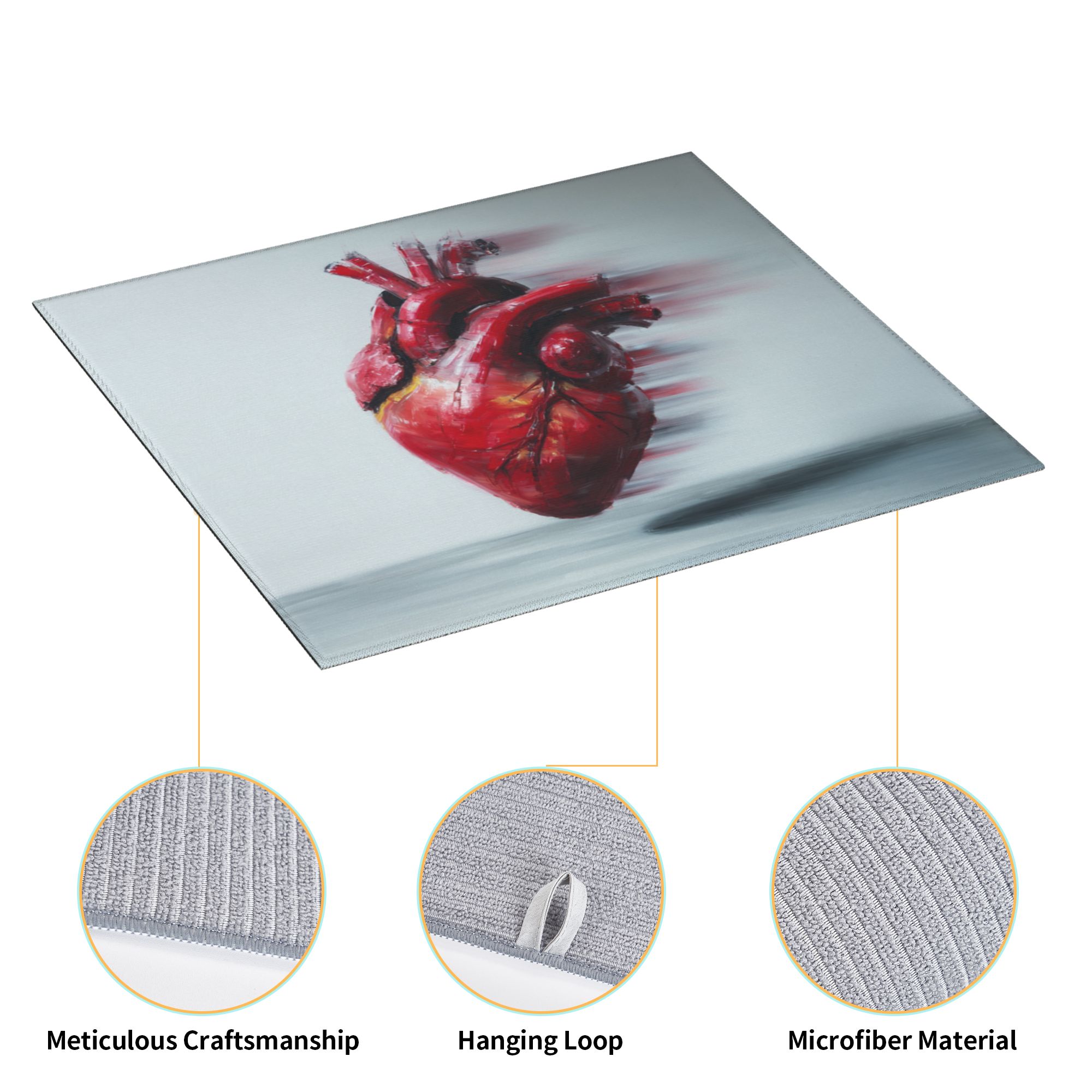 Kitchen Countertop Absorbent Pads with Artistic Heart Pattern (2 - Pack) - Super Absorbent, Quick - Drying and Easy to Store
