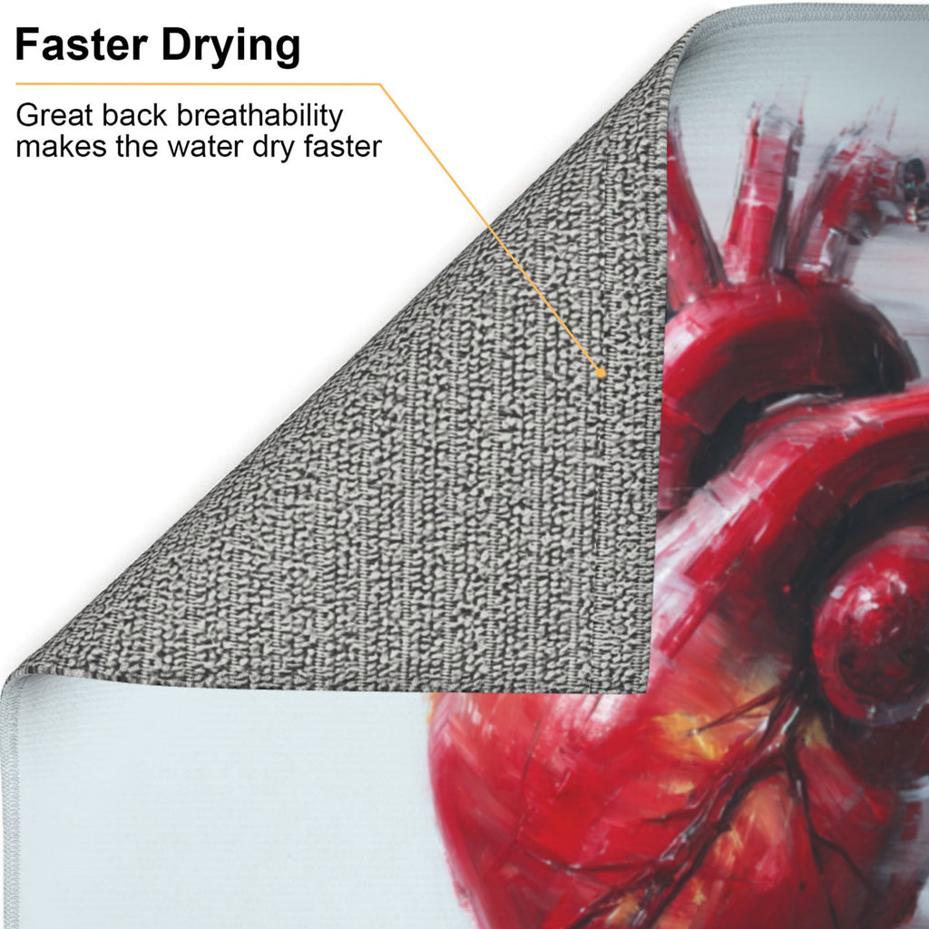 Kitchen Countertop Absorbent Pads with Artistic Heart Pattern (2 - Pack) - Super Absorbent, Quick - Drying and Easy to Store