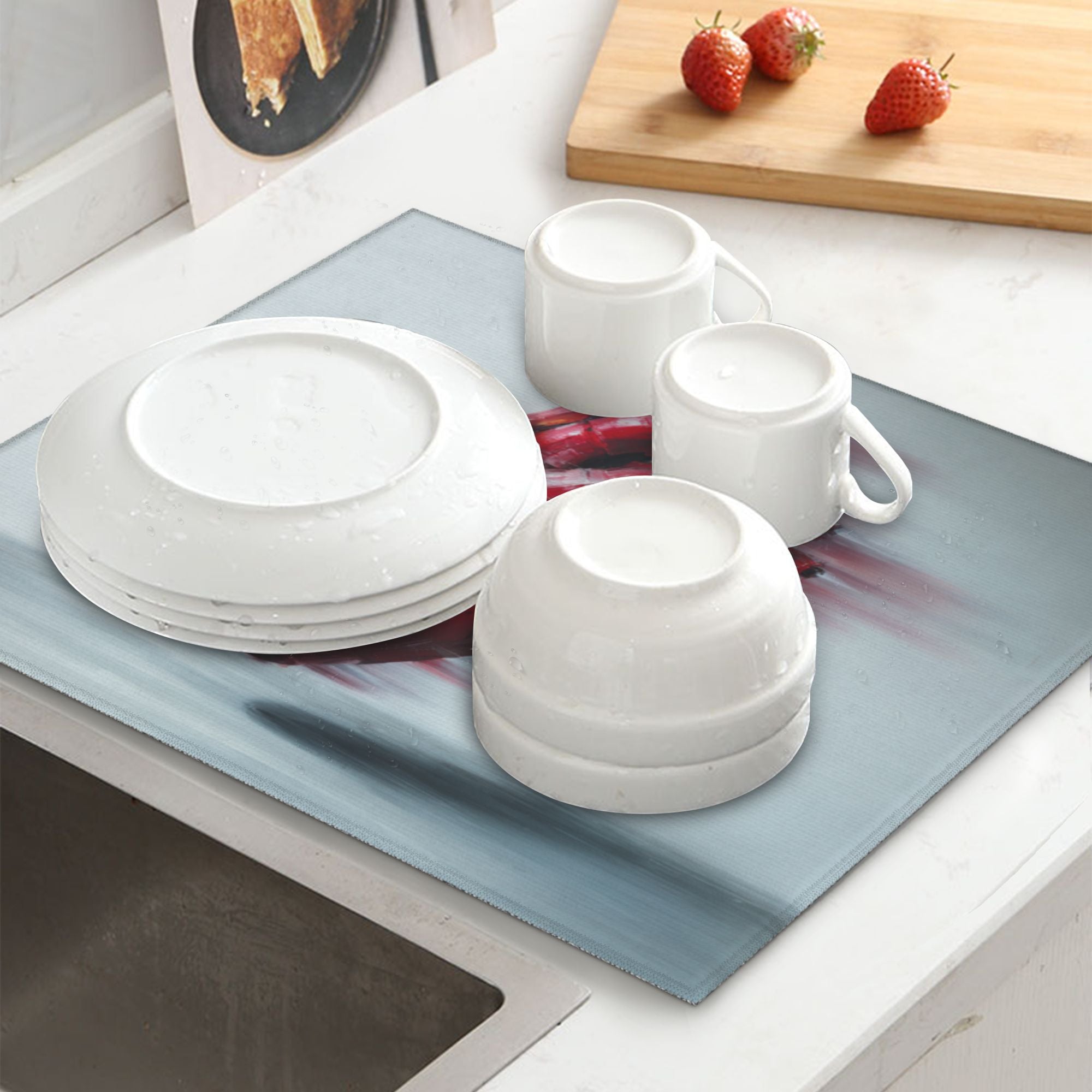 Kitchen Countertop Absorbent Pads with Artistic Heart Pattern (2 - Pack) - Super Absorbent, Quick - Drying and Easy to Store