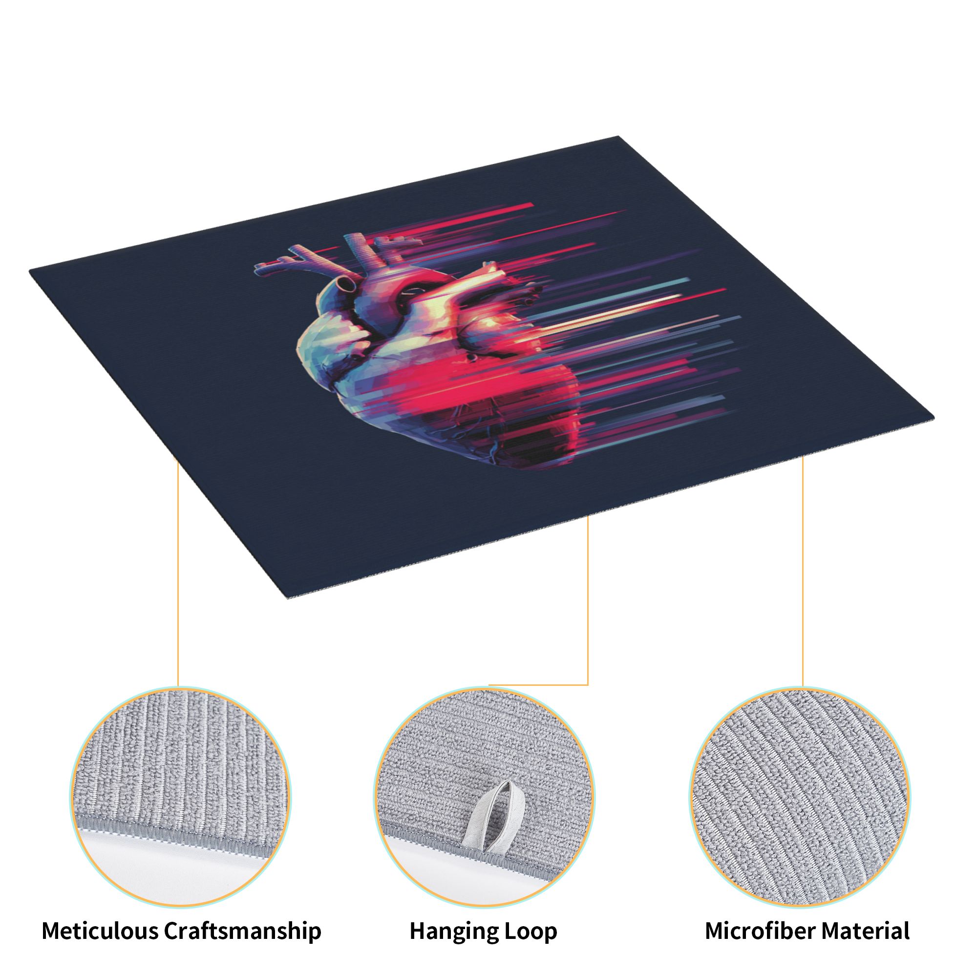 2 - Pack Kitchen Countertop Absorbent Pads with Cyber Heart Pattern - Super Absorbent, Quick - Drying, Foldable for Easy Storage
