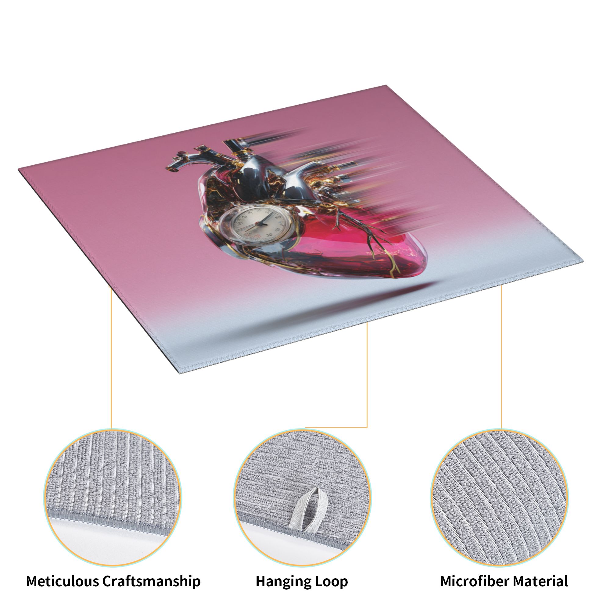 2 - Pack Kitchen Countertop Absorbent Pads with Mechanical Heart & Gradient Pink - Blue Design - Super Absorbent, Quick - Drying, Foldable for Easy Storage