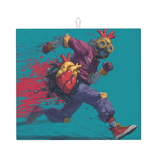 2 - Pack Kitchen Countertop Absorbent Pads with Cyberpunk Character Design - Super Absorbent, Quick - Drying, Foldable for Easy Storage