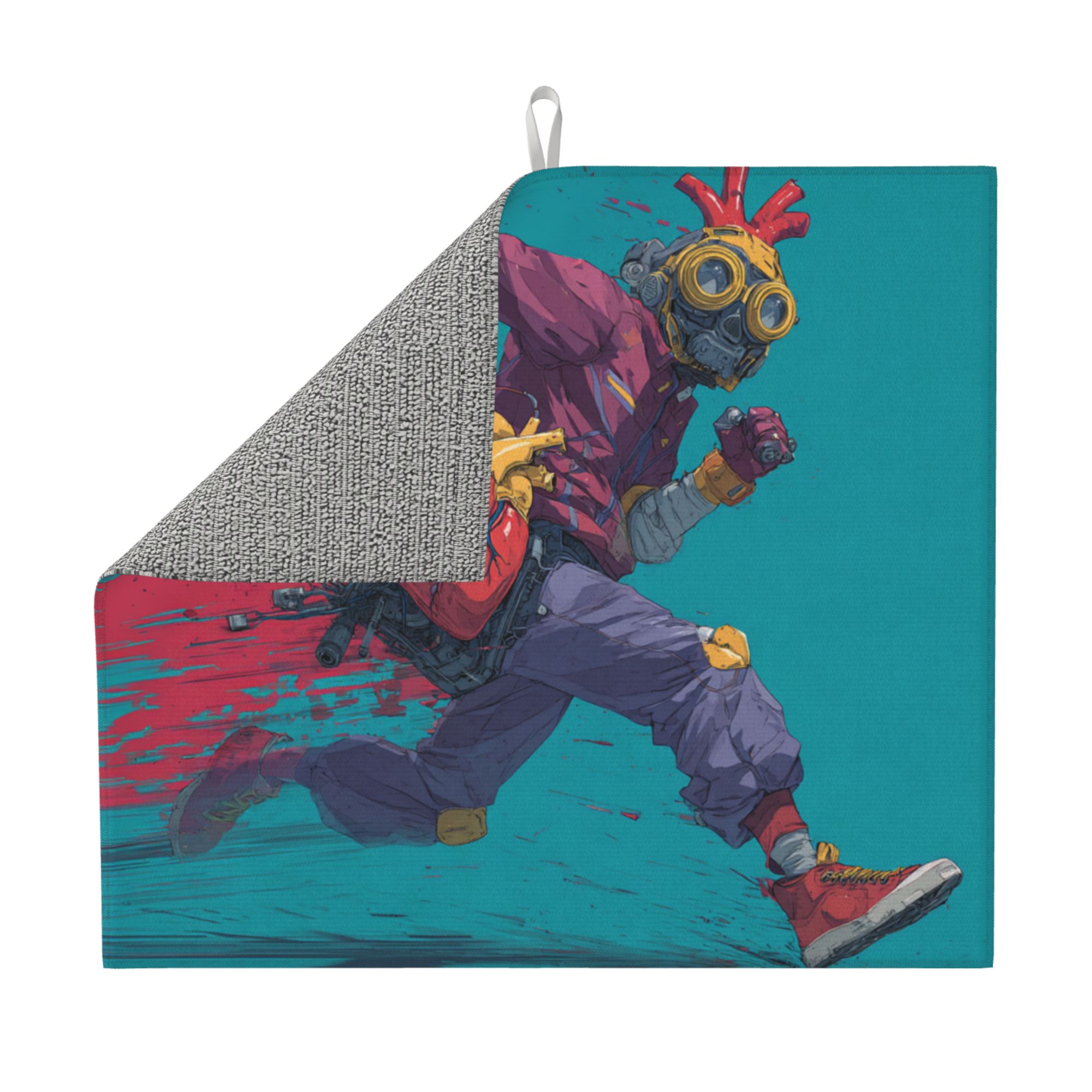 2 - Pack Kitchen Countertop Absorbent Pads with Cyberpunk Character Design - Super Absorbent, Quick - Drying, Foldable for Easy Storage