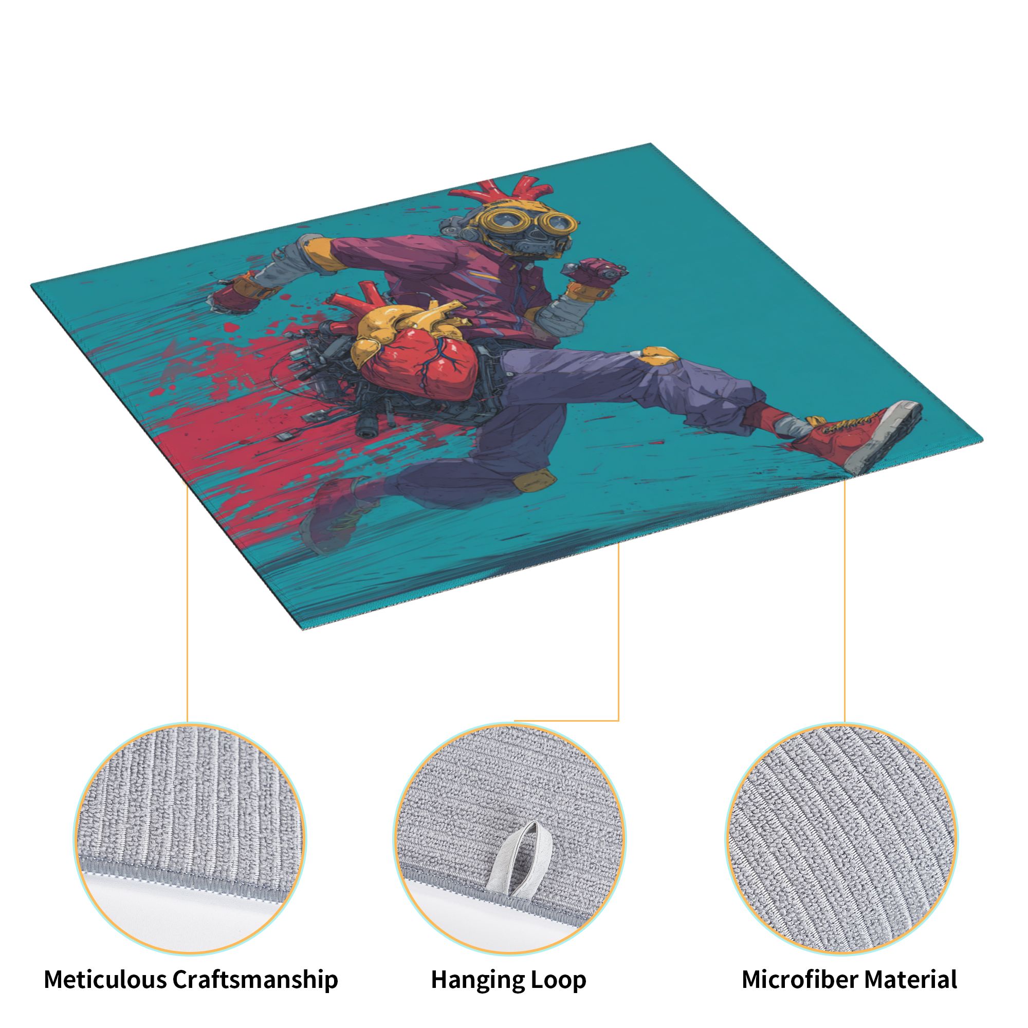 2 - Pack Kitchen Countertop Absorbent Pads with Cyberpunk Character Design - Super Absorbent, Quick - Drying, Foldable for Easy Storage