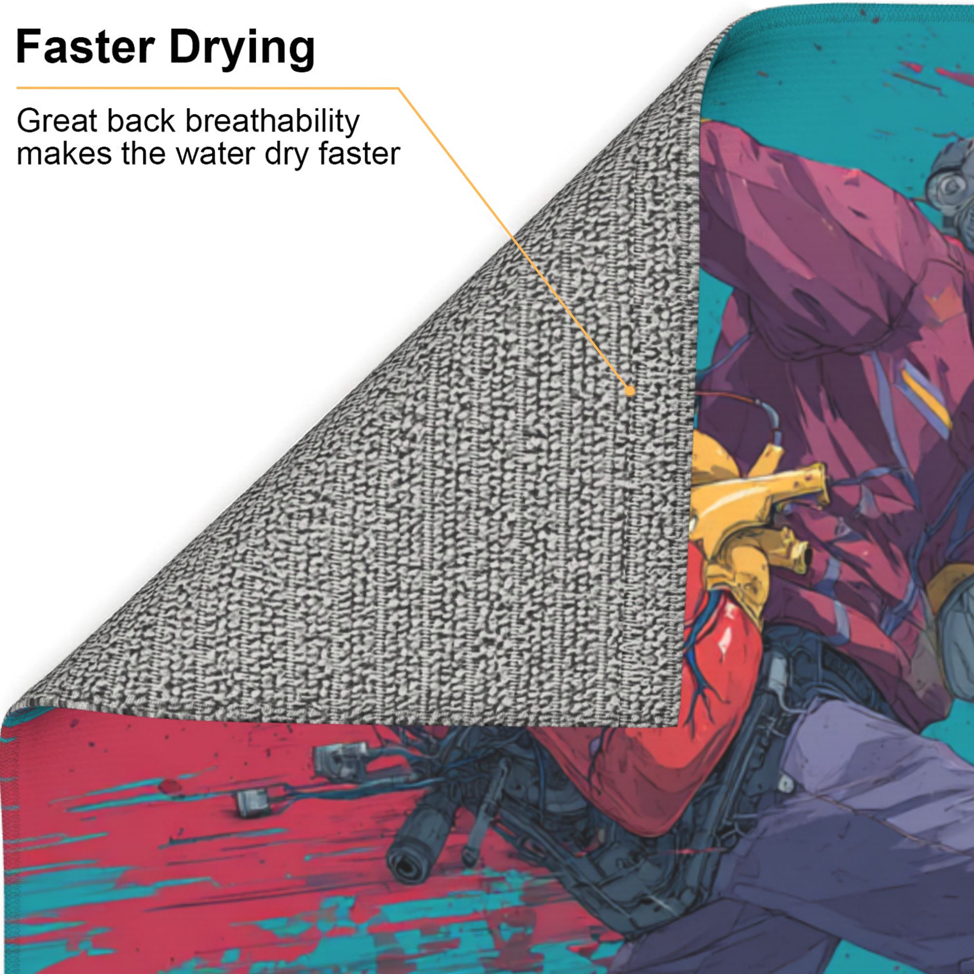 2 - Pack Kitchen Countertop Absorbent Pads with Cyberpunk Character Design - Super Absorbent, Quick - Drying, Foldable for Easy Storage