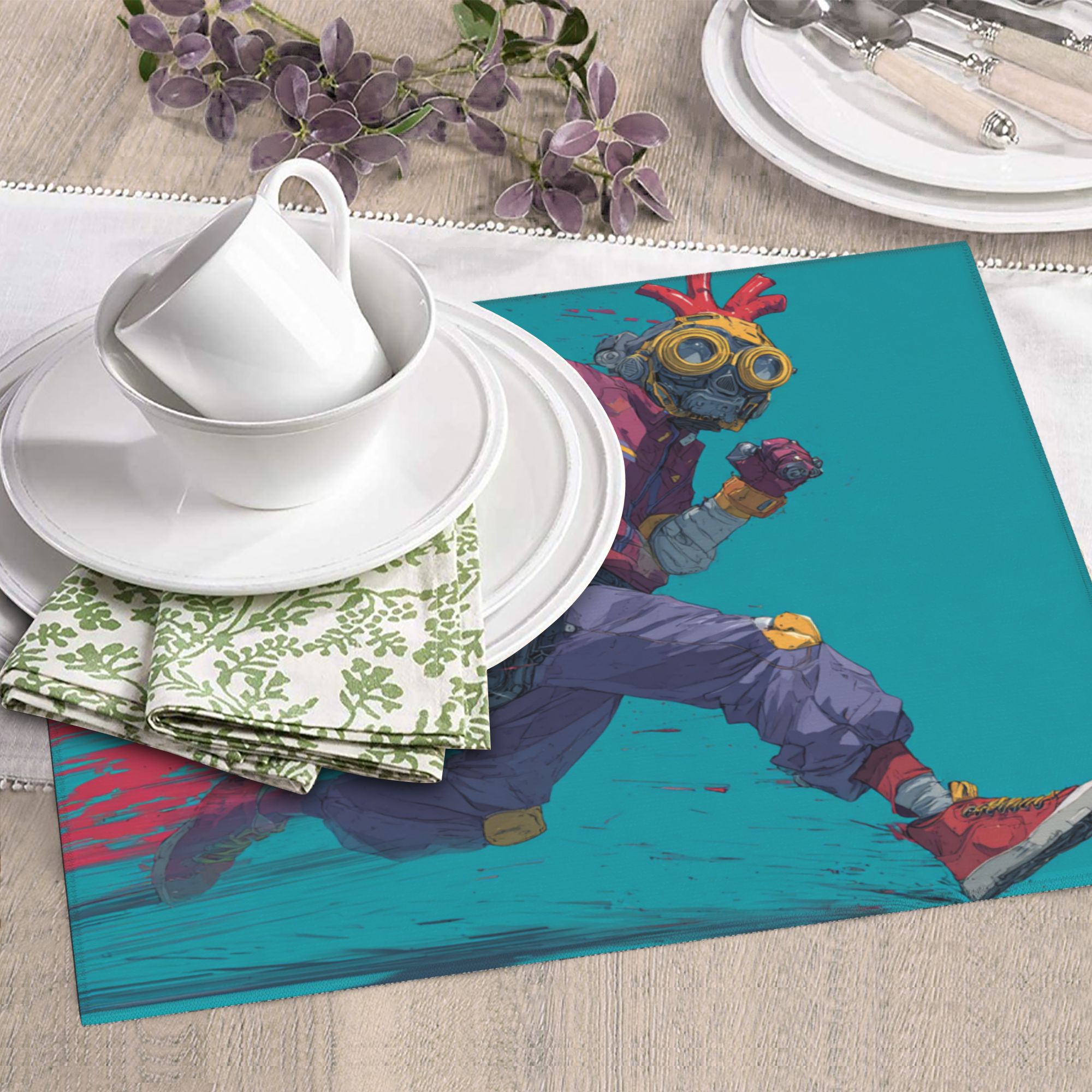 2 - Pack Kitchen Countertop Absorbent Pads with Cyberpunk Character Design - Super Absorbent, Quick - Drying, Foldable for Easy Storage