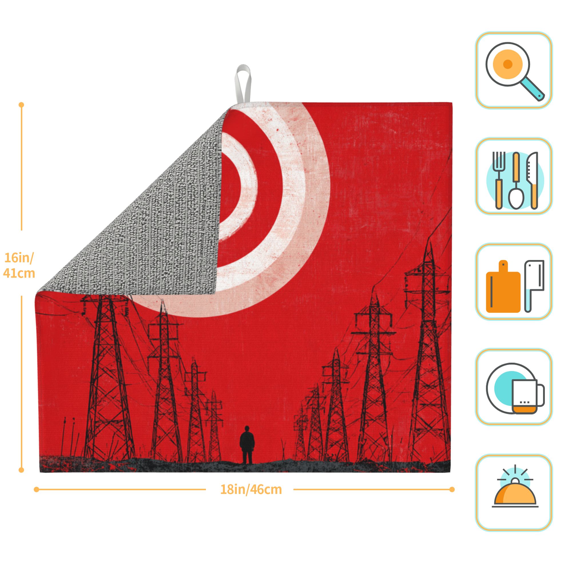 2 - Pack Kitchen Countertop Absorbent Pads with Industrial - Style Sunset & Figure Design - Super Absorbent, Quick - Drying, Foldable for Easy Storage