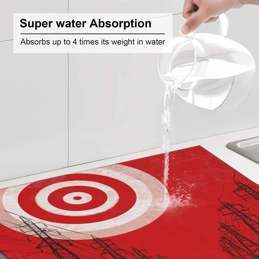 2 - Pack Kitchen Countertop Absorbent Pads with Industrial - Style Sunset & Figure Design - Super Absorbent, Quick - Drying, Foldable for Easy Storage