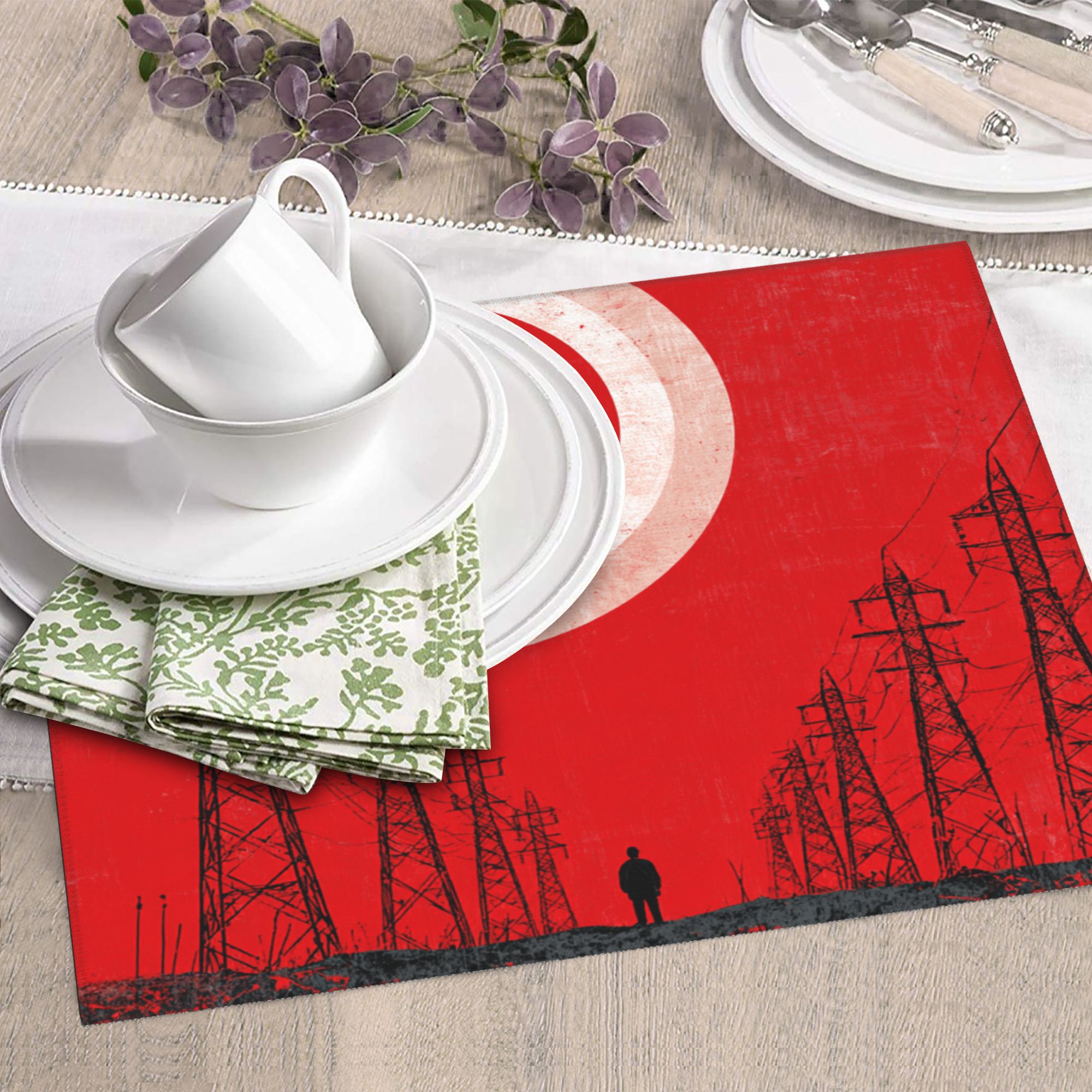 2 - Pack Kitchen Countertop Absorbent Pads with Industrial - Style Sunset & Figure Design - Super Absorbent, Quick - Drying, Foldable for Easy Storage