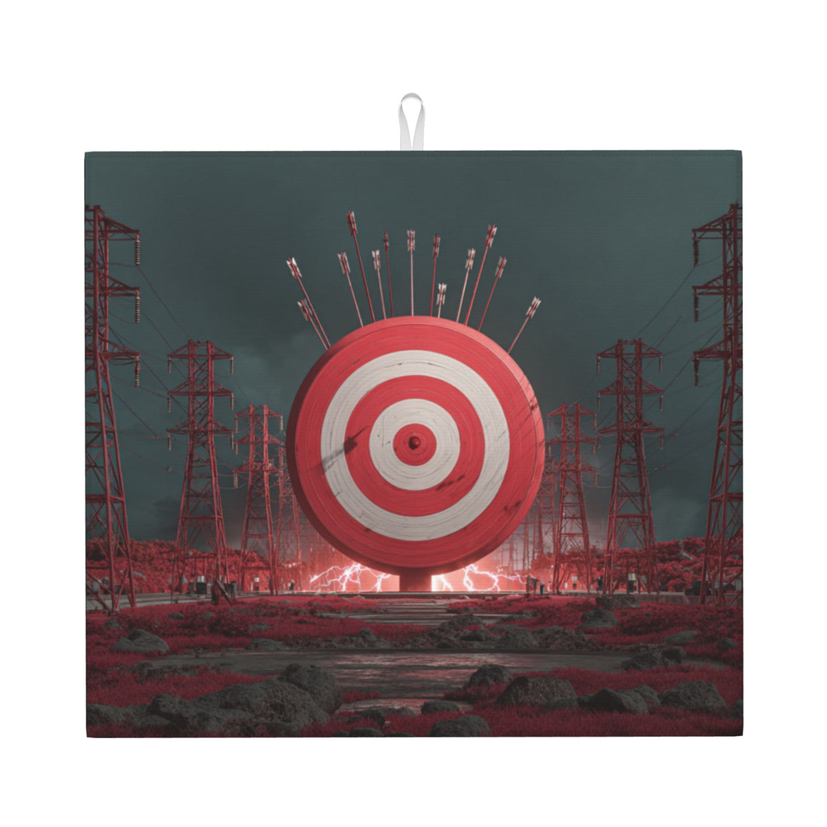 2 - Pack Kitchen Countertop Absorbent Pads with Cyberpunk Shooting Range Scene Design - Super Absorbent, Quick - Drying, Foldable for Easy Storage