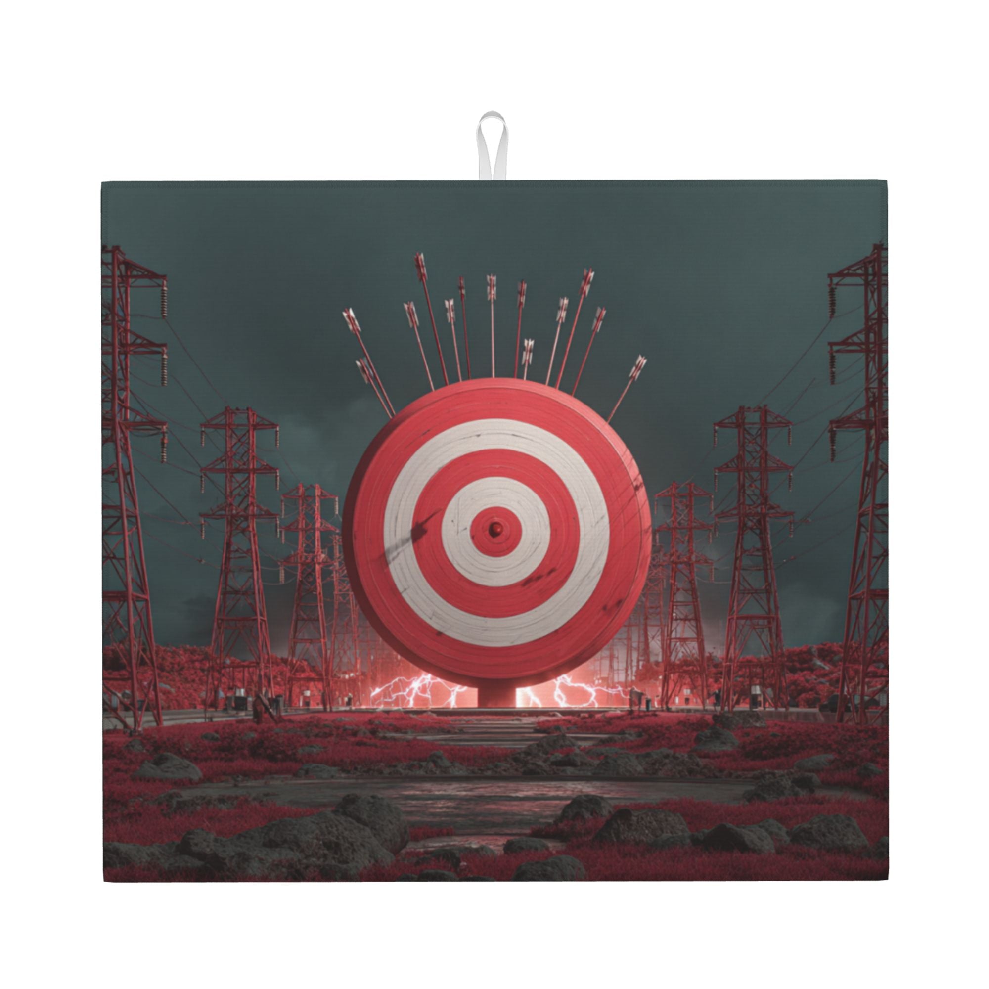 2 - Pack Kitchen Countertop Absorbent Pads with Cyberpunk Shooting Range Scene Design - Super Absorbent, Quick - Drying, Foldable for Easy Storage