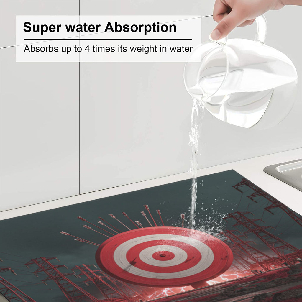 2 - Pack Kitchen Countertop Absorbent Pads with Cyberpunk Shooting Range Scene Design - Super Absorbent, Quick - Drying, Foldable for Easy Storage