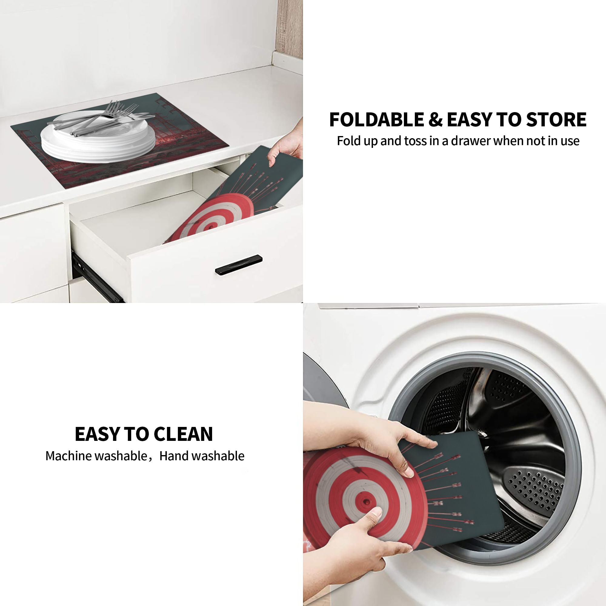 2 - Pack Kitchen Countertop Absorbent Pads with Cyberpunk Shooting Range Scene Design - Super Absorbent, Quick - Drying, Foldable for Easy Storage