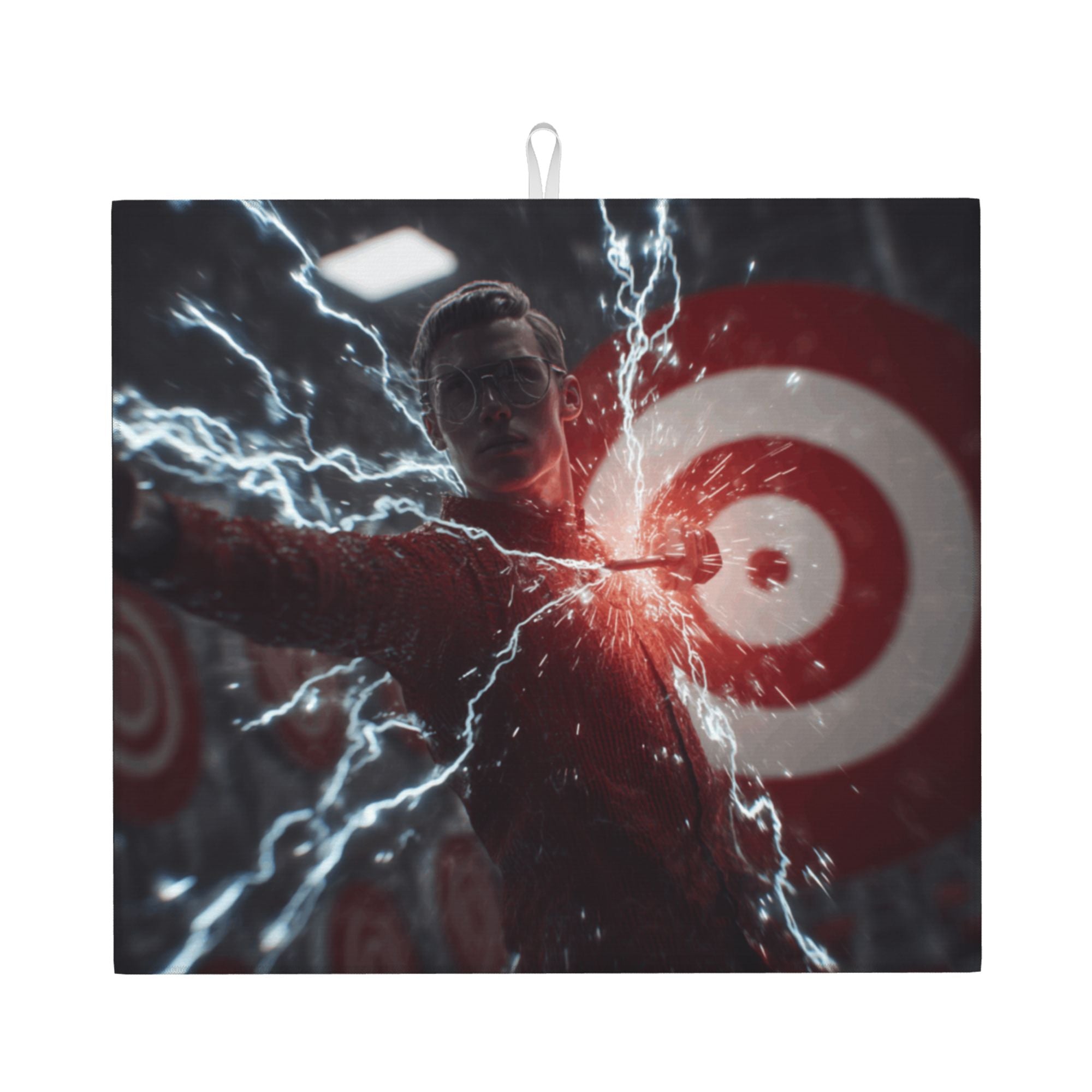 2 - Pack Kitchen Countertop Absorbent Pads with Cyberpunk Lightning Target Scene Design - Super Absorbent, Quick - Drying, Foldable for Easy Storage