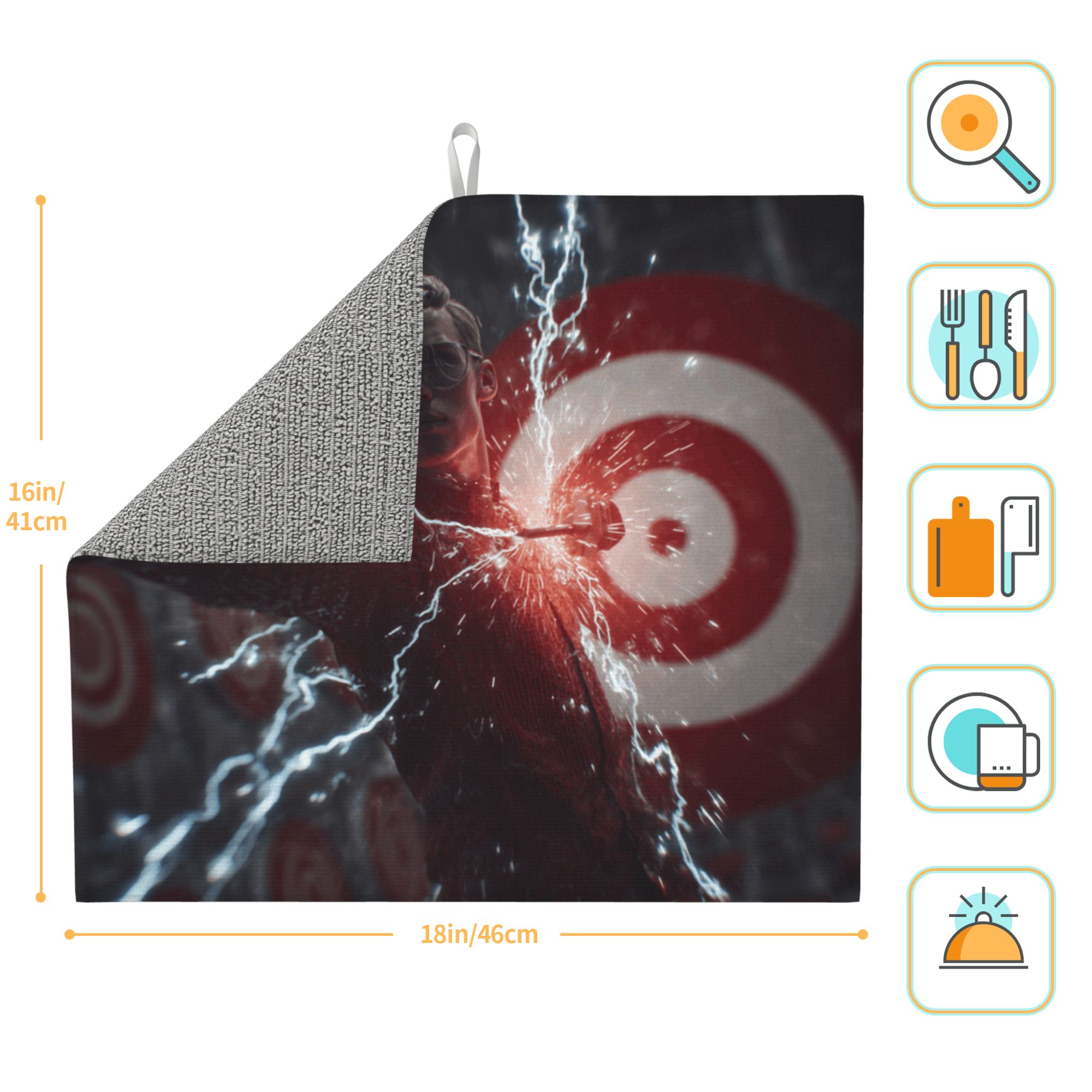 2 - Pack Kitchen Countertop Absorbent Pads with Cyberpunk Lightning Target Scene Design - Super Absorbent, Quick - Drying, Foldable for Easy Storage