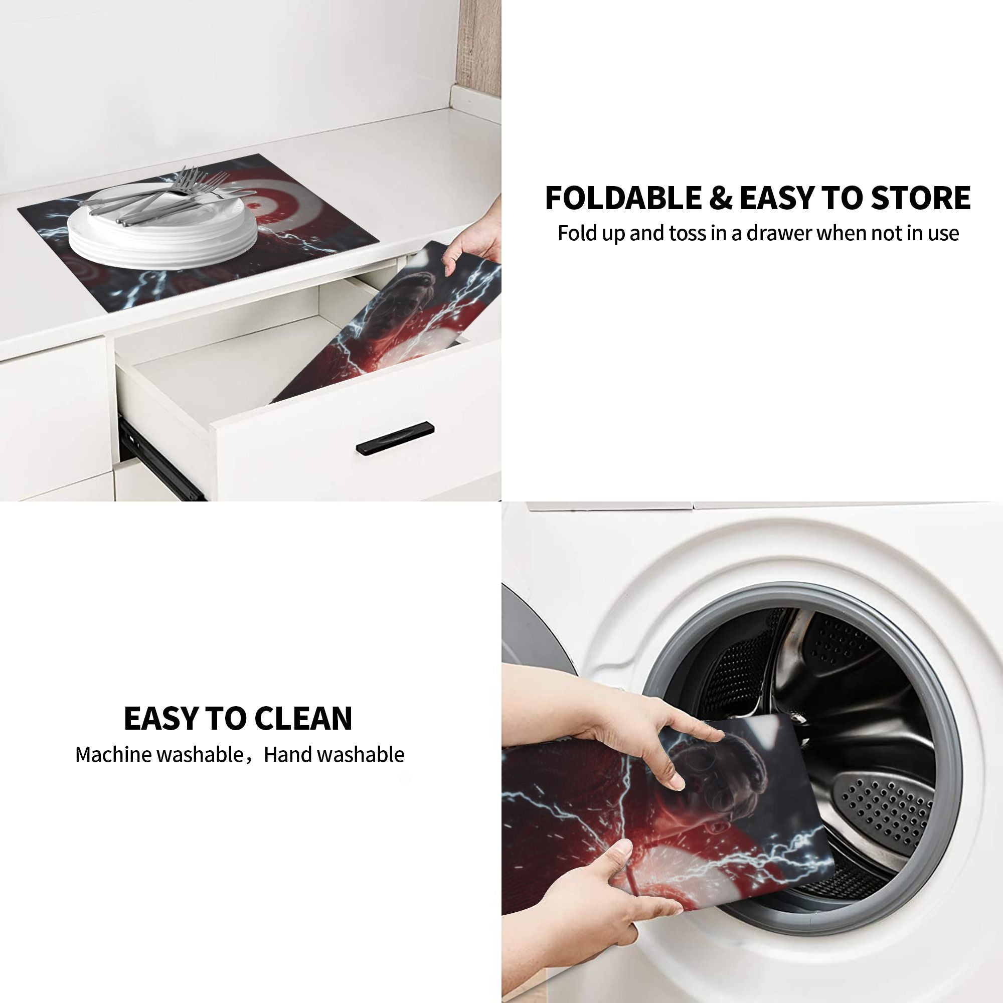 2 - Pack Kitchen Countertop Absorbent Pads with Cyberpunk Lightning Target Scene Design - Super Absorbent, Quick - Drying, Foldable for Easy Storage