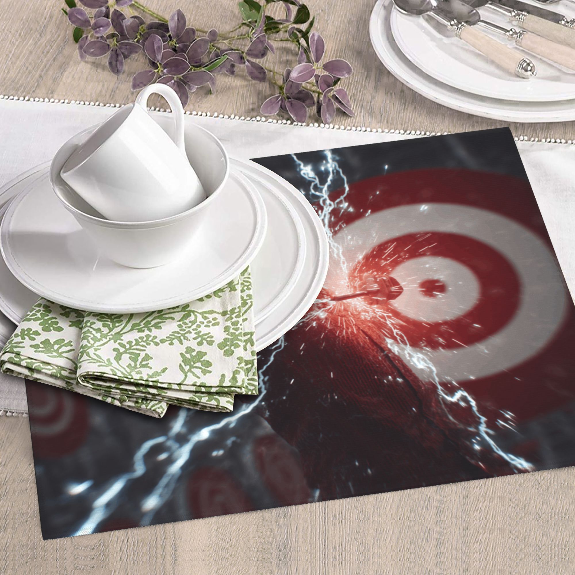 2 - Pack Kitchen Countertop Absorbent Pads with Cyberpunk Lightning Target Scene Design - Super Absorbent, Quick - Drying, Foldable for Easy Storage