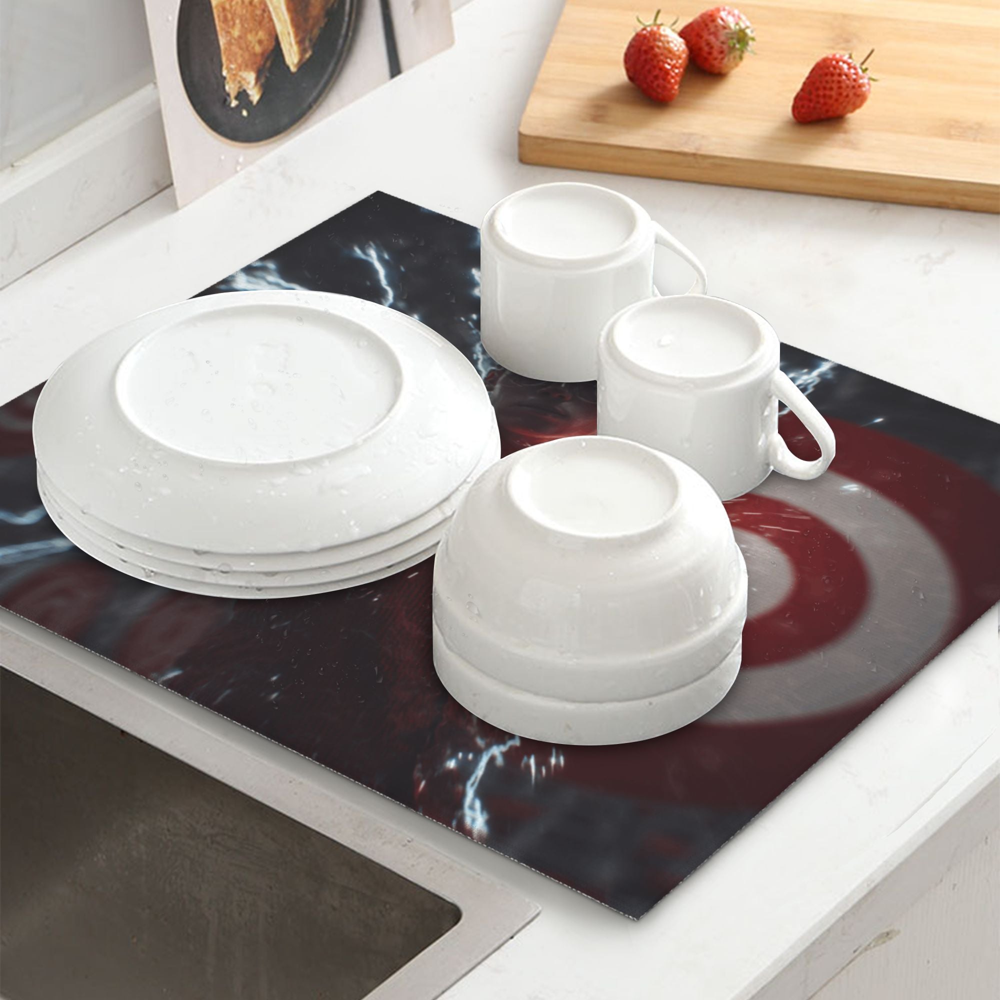 2 - Pack Kitchen Countertop Absorbent Pads with Cyberpunk Lightning Target Scene Design - Super Absorbent, Quick - Drying, Foldable for Easy Storage