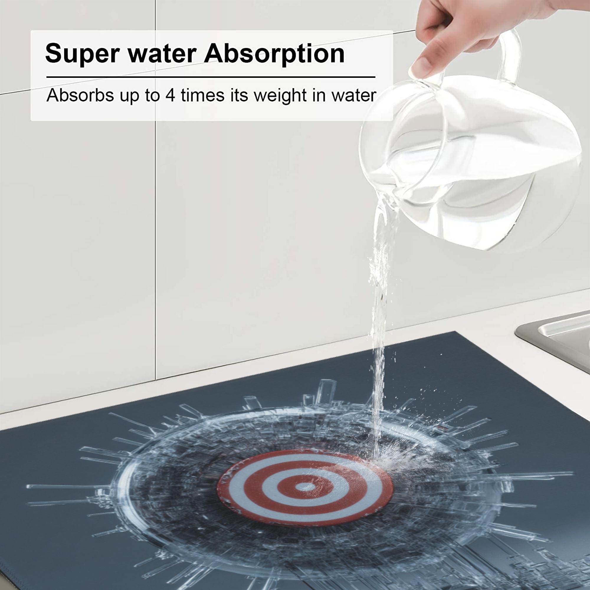 2 - Pack Kitchen Countertop Absorbent Pads with Futuristic Tech Target Design - Super Absorbent, Quick - Drying, Foldable for Easy Storage