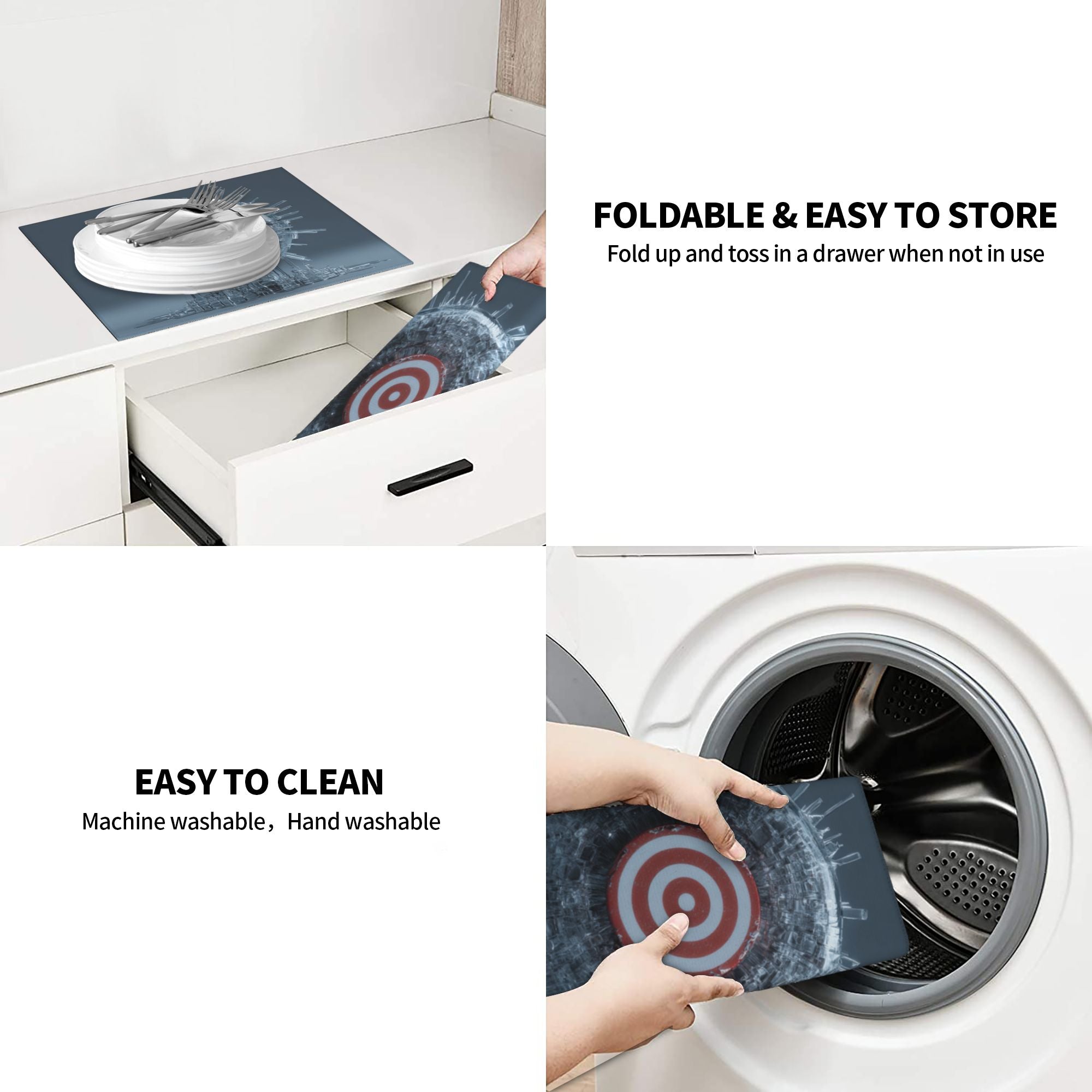 2 - Pack Kitchen Countertop Absorbent Pads with Futuristic Tech Target Design - Super Absorbent, Quick - Drying, Foldable for Easy Storage
